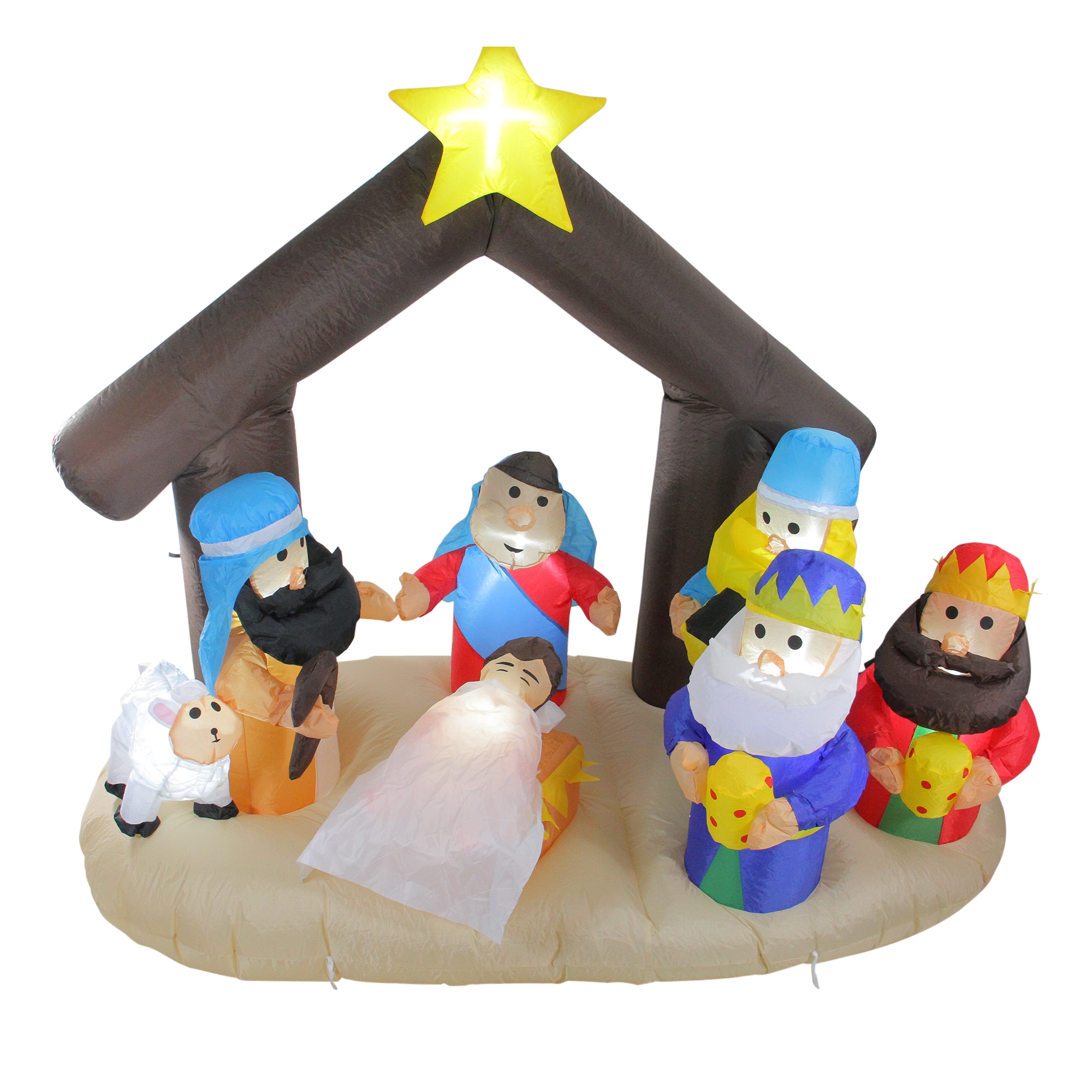 Northlight 32912561 66-in Freestanding Nativity Inflatable with White Incandescent Lights
