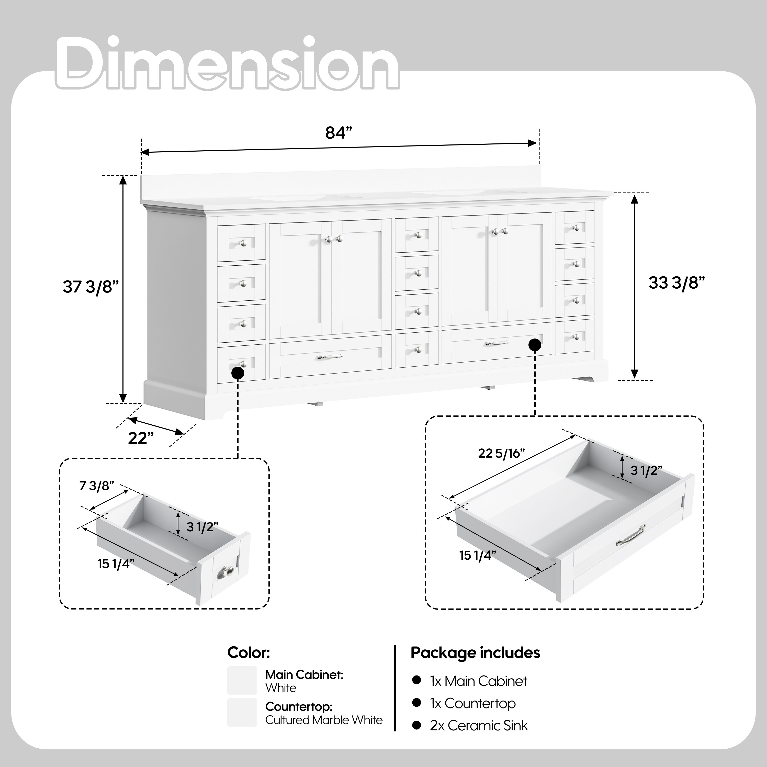 WELLFOR EX-BV60BR Bath-Vanity-Combo - View #6