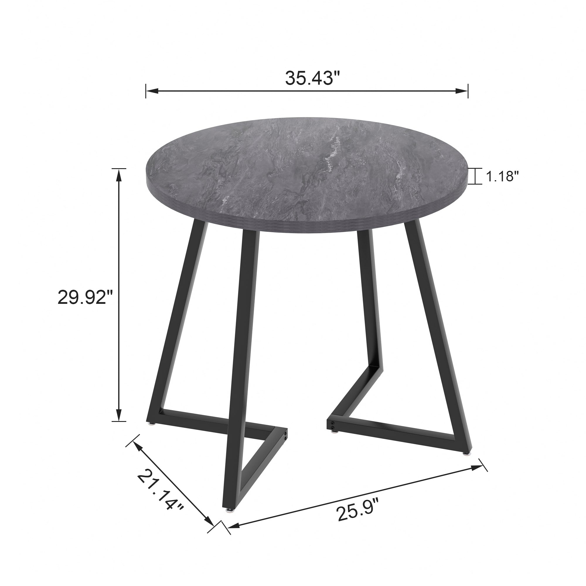 Vecelo LOE-MX-TBL11-90-GRY Dining-Tables - View #3