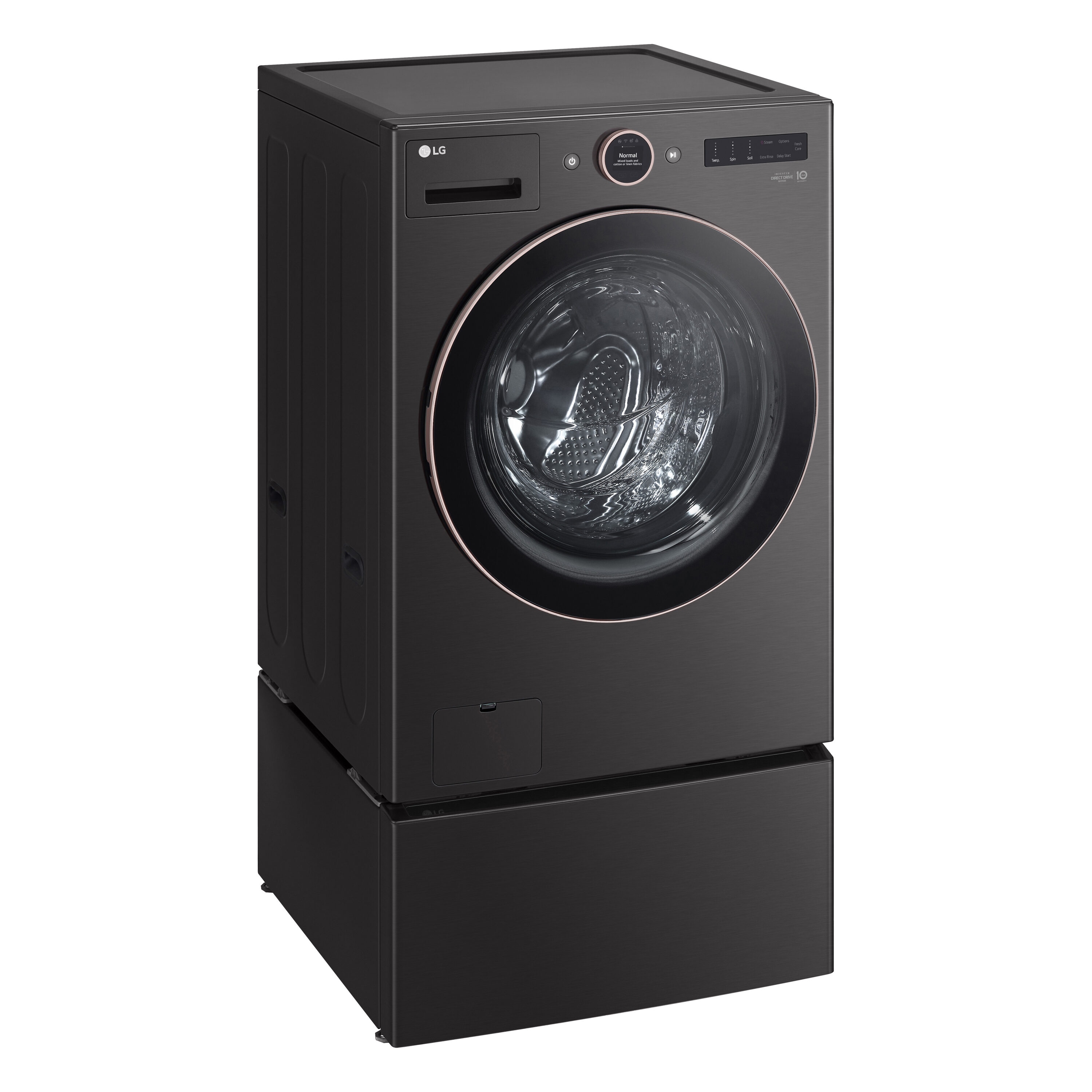 LG 1-cu ft 27-in Black Steel Pedestal Washer WD300CB at Lowes.com