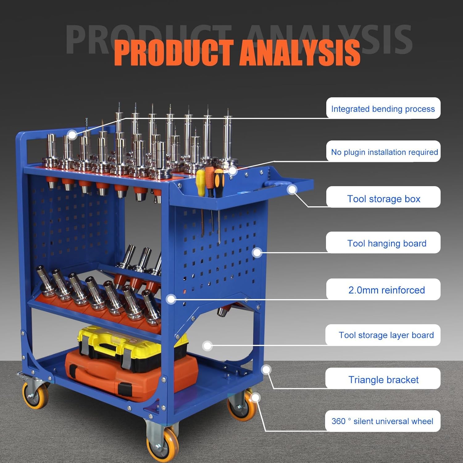GAOMON CNC Tool Storage Cart - 35-Slot Mobile Organizer with Wheels and ...