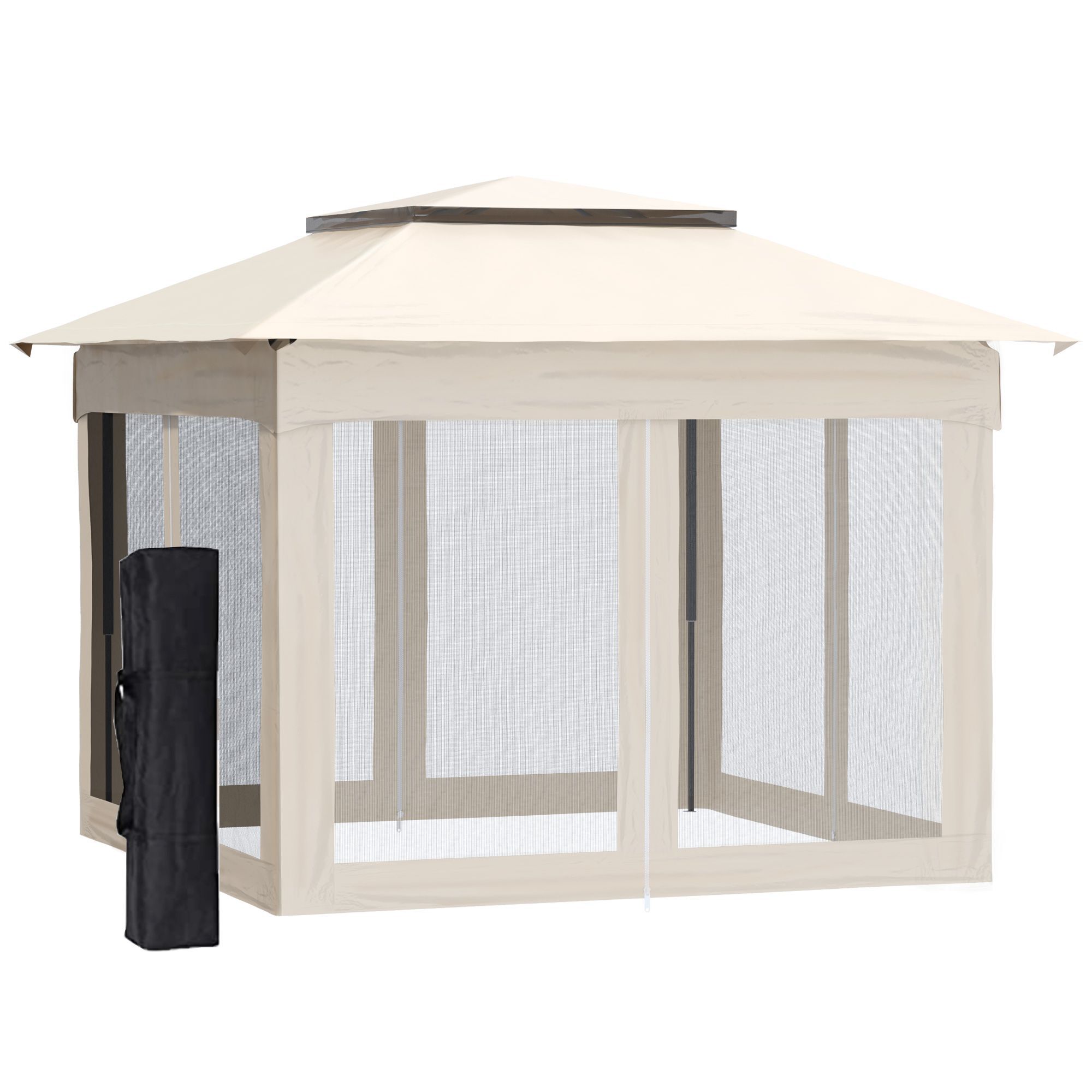 Miki Shinly AB-1507-12JJ 11-ft x 11-ft Beige Square Pop-up Soft top Roof (Screen Included)