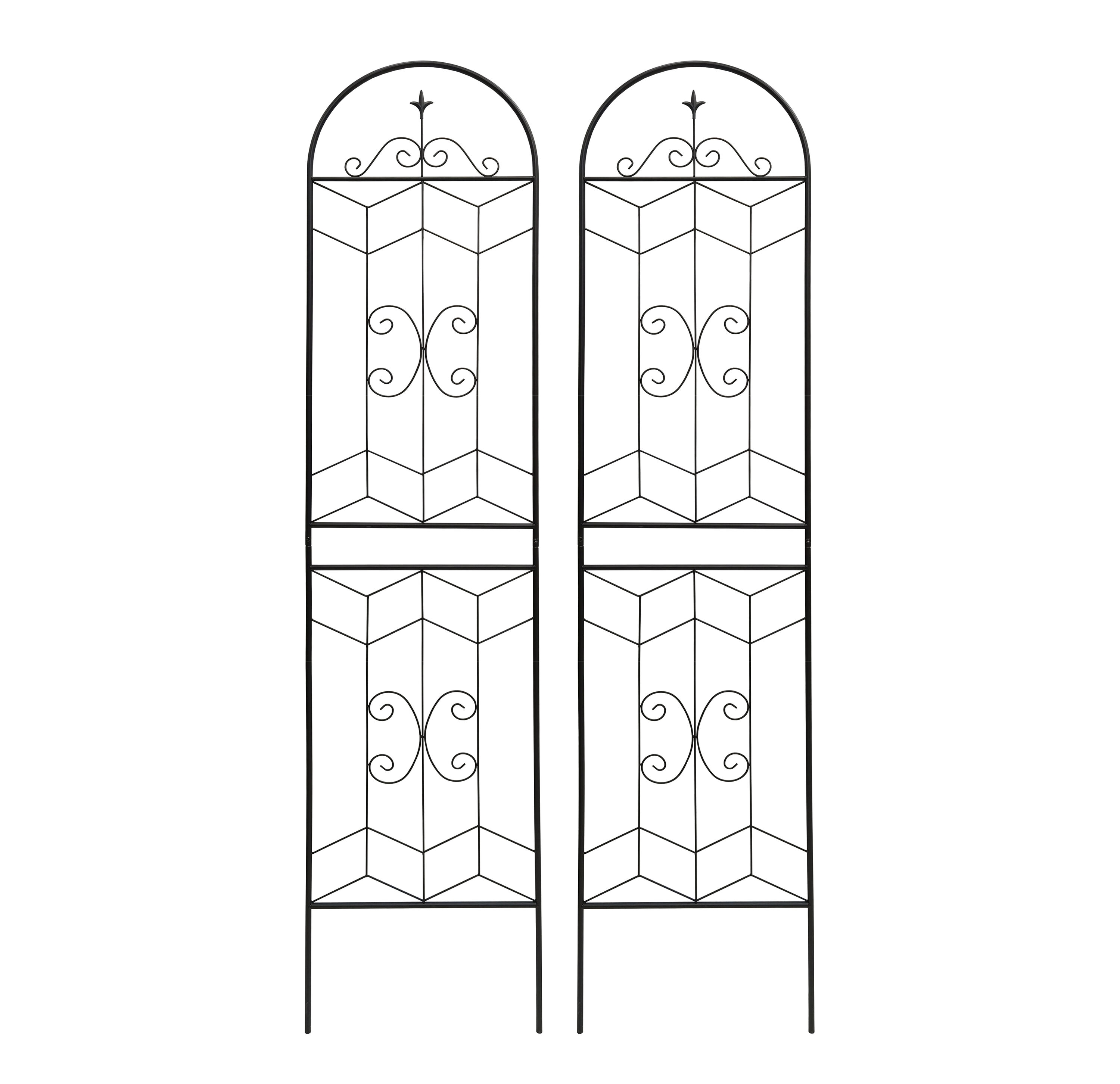 Kahomvis 2 Pack Metal Garden Trellis 19.7-in W x 86.7-in H Black Iron Garden Trellis For Climbing Plants For Cucumbers For Roses For Tomatoes