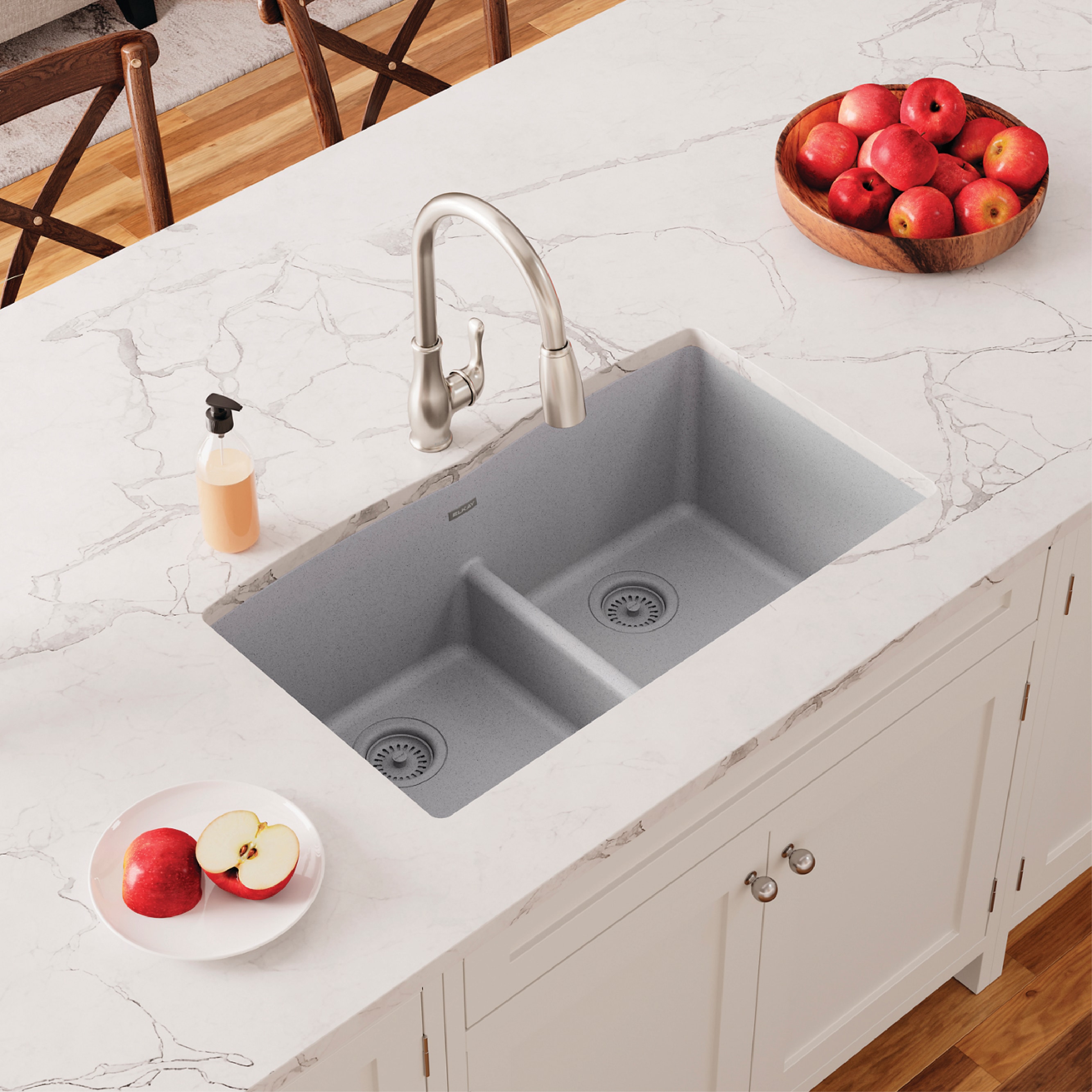 Greystone Quartz Double Bowl Undermount Kitchen Sink