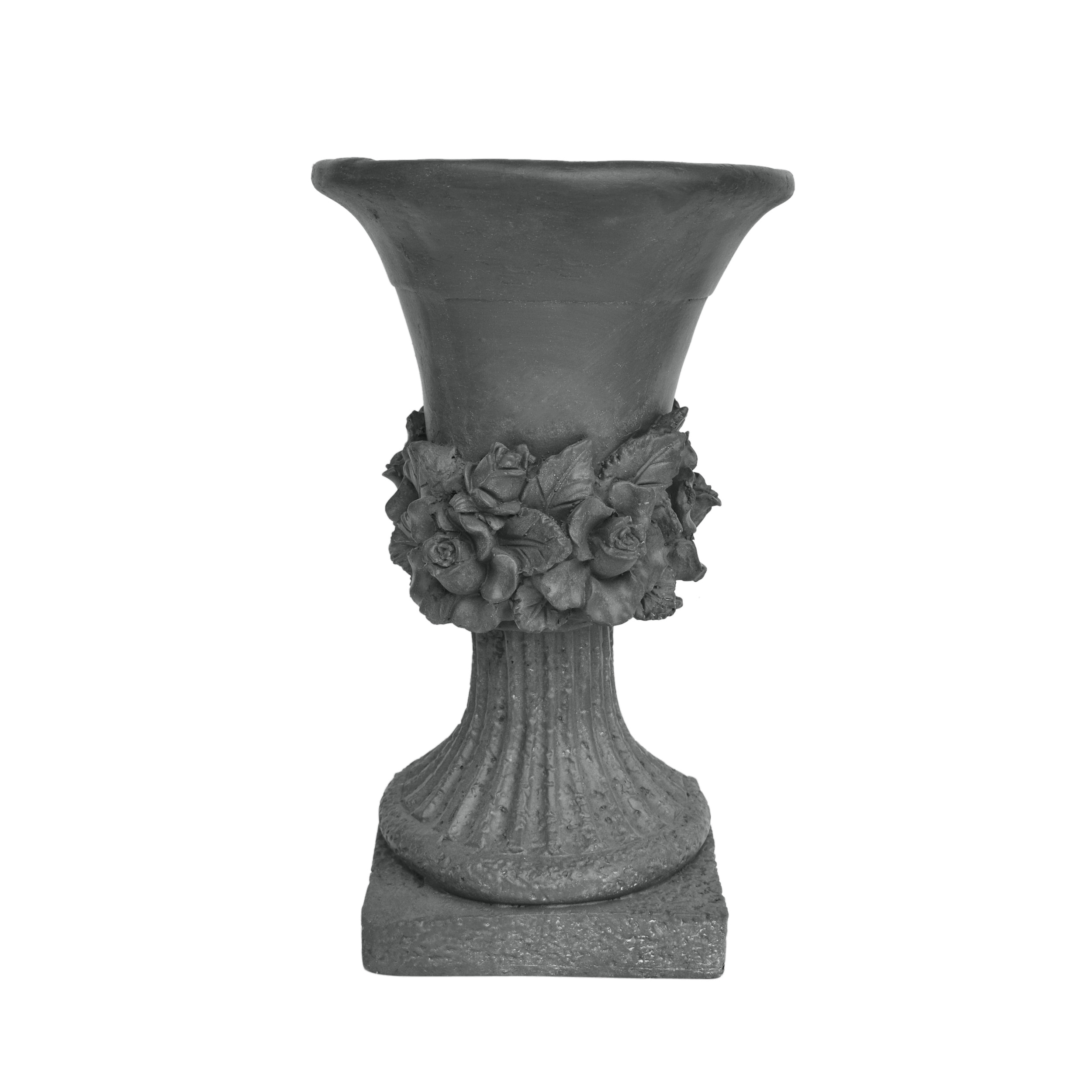 AHIOU HOME ZAAHG-63410.00GRYPP Urn 11.75-in W Extra Large Gray Concrete Contemporary/Modern Indoor/Outdoor Planter with Drainage Holes