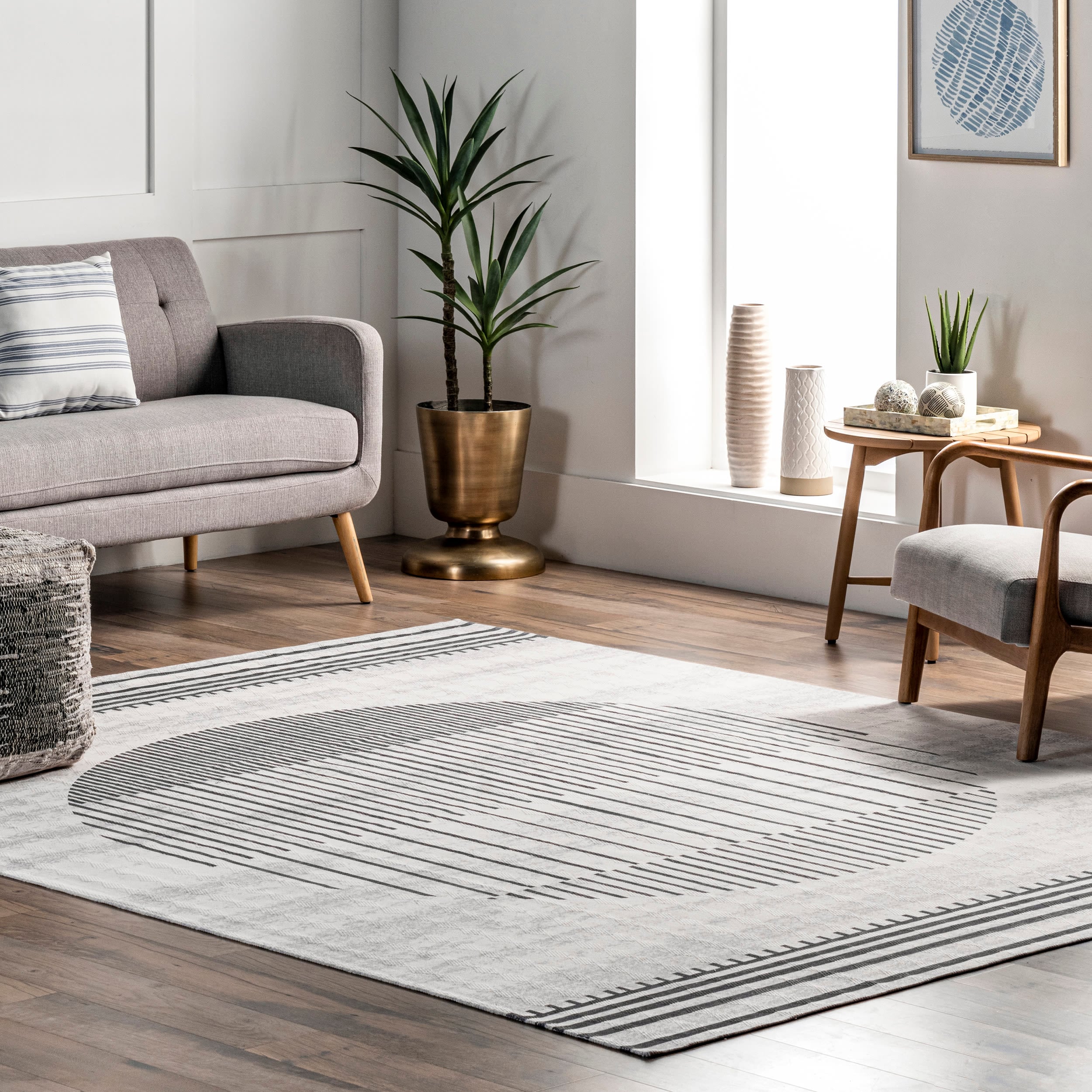 nuLOOM BIPA12A-508 Paloma 5 x 8 (ft) Loomed Polyester Beige Rectangular Indoor Geometric Farmhouse/Cottage Machine washable Area rug