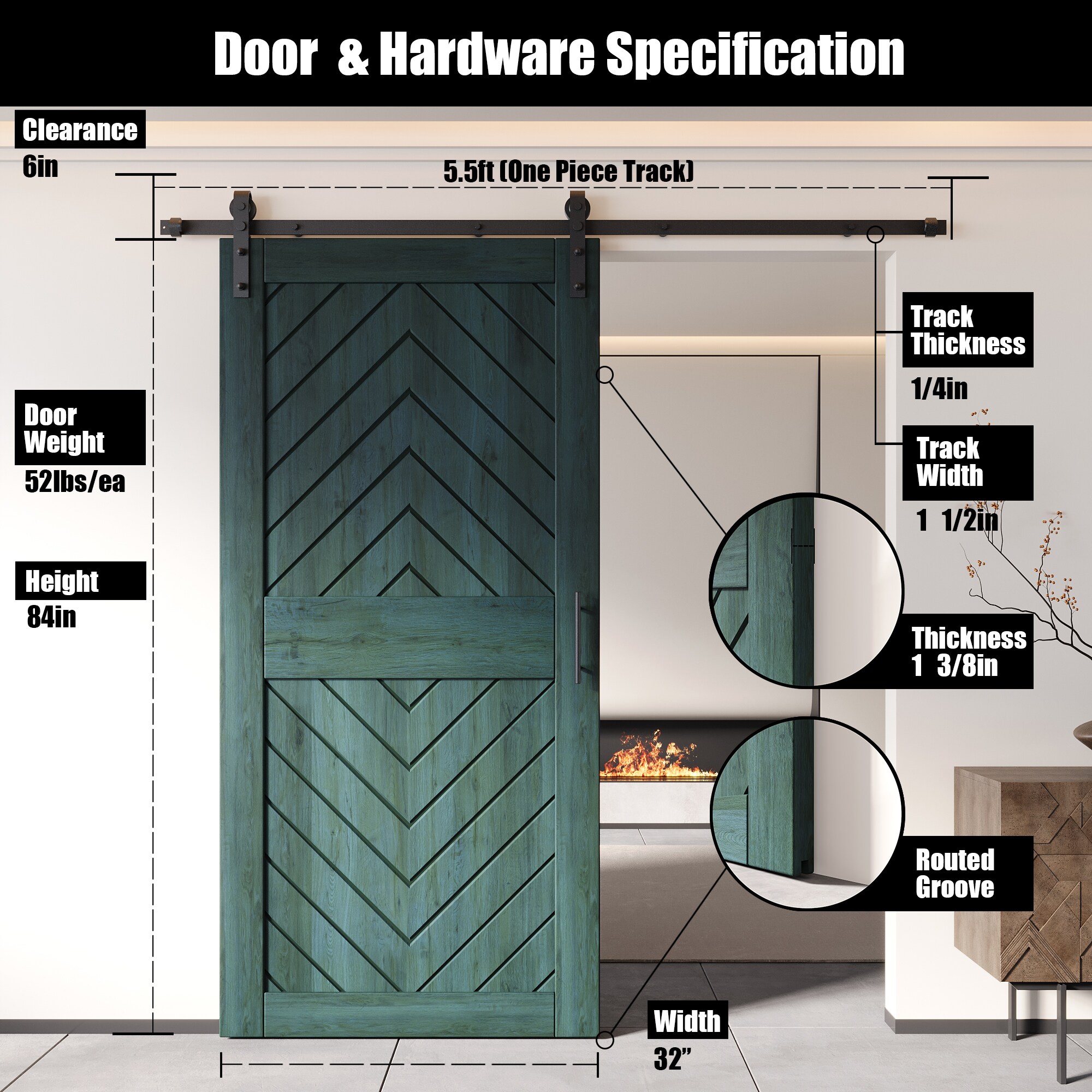 HOMACER YT1H066C-JT2-3284-RP Barn-Doors - View #2