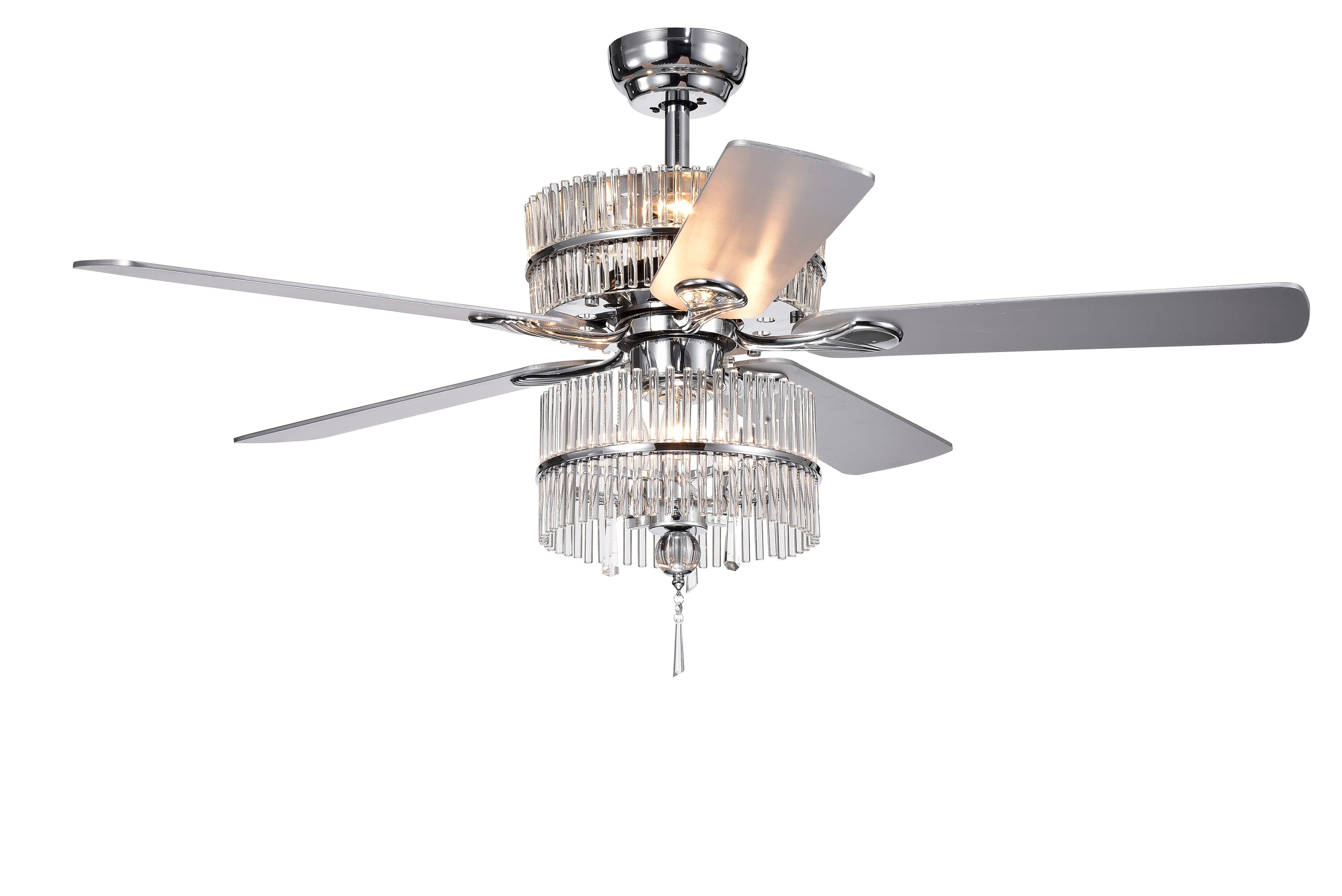 Home Accessories Inc CFL-8317REMO/CHD 52-in Chrome with Silver Blades Chandelier Ceiling Fan With Light - Remote Included ( 5 -Blade )