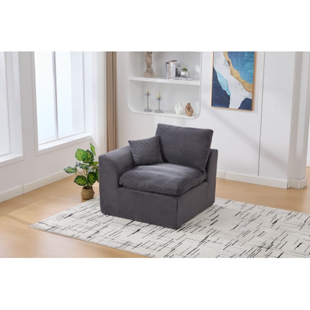 Horizons Prime 80 inch x 40 inch x 33 inch Dark Gray Corduroy Modular Sectional Sofa with Removable Cushion Covers