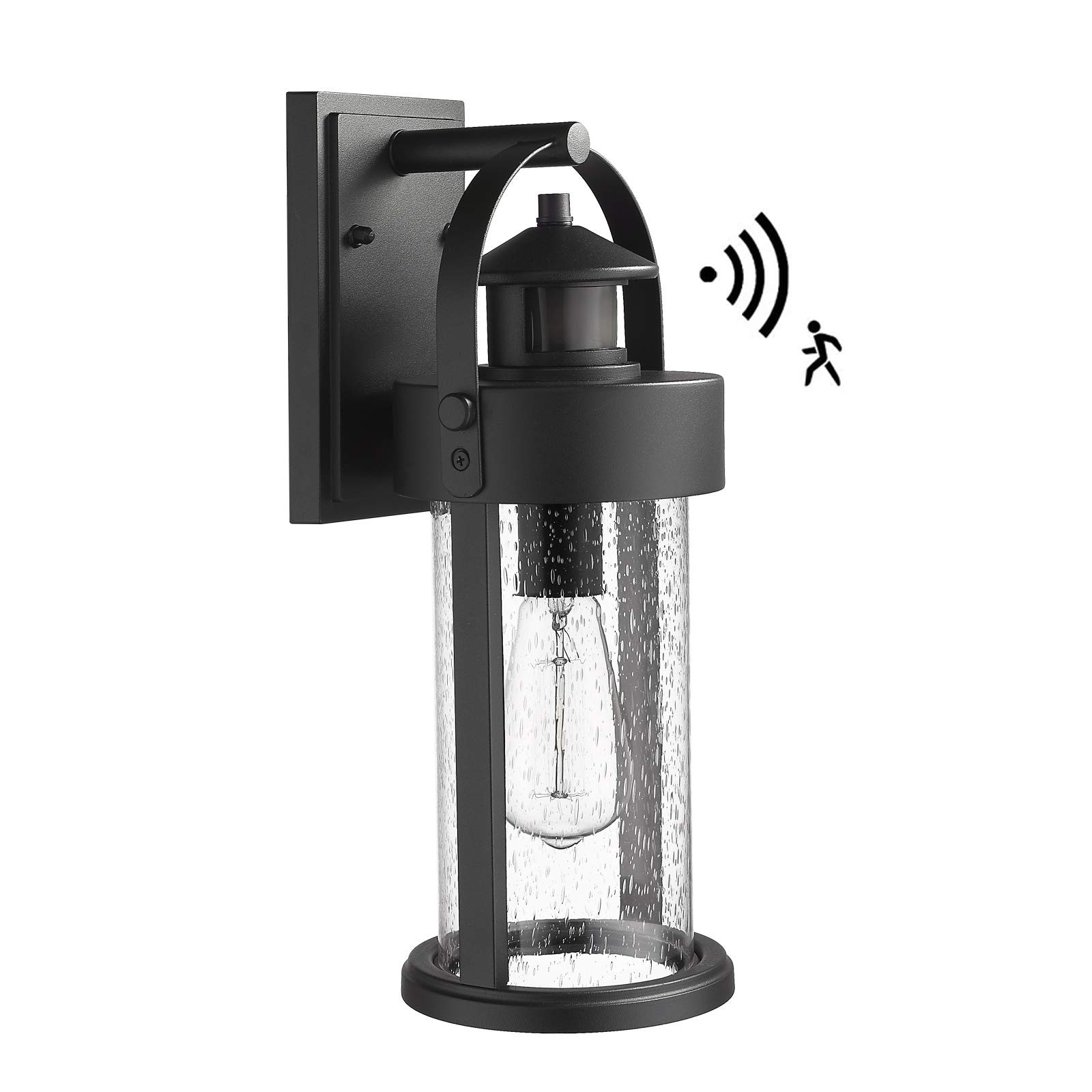 LTMATE LS0391-SE BK JAZAVA 1 -Light 15.9-in H Matte Black Hardwired Motion Sensor Dusk to Dawn Outdoor Wall Light