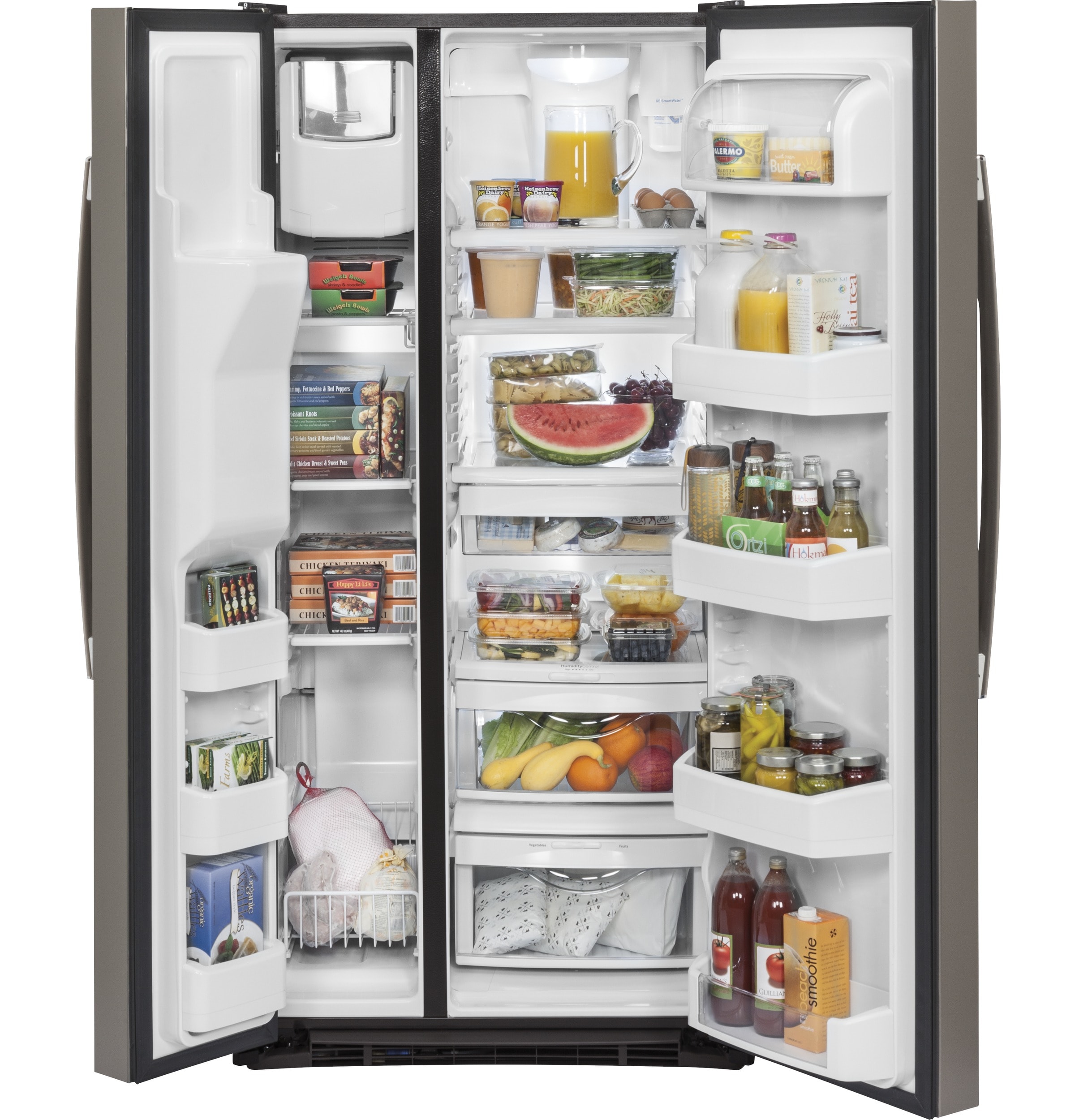 GE 23 2 Cu Ft Side By Side Refrigerator With Ice Maker Slate At Lowes Com   43560899 