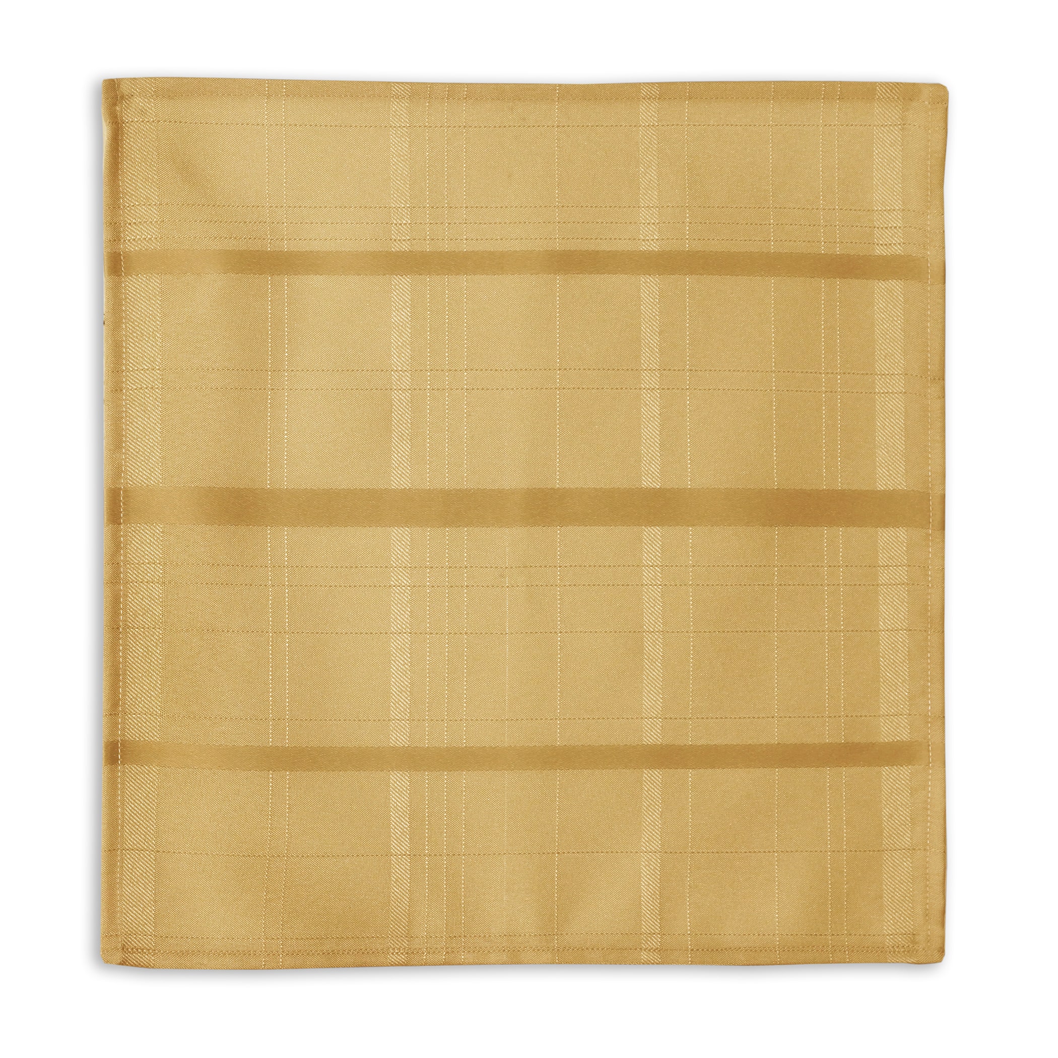 Ribbon Gold Plaid Polyester Square Napkin Set of 4