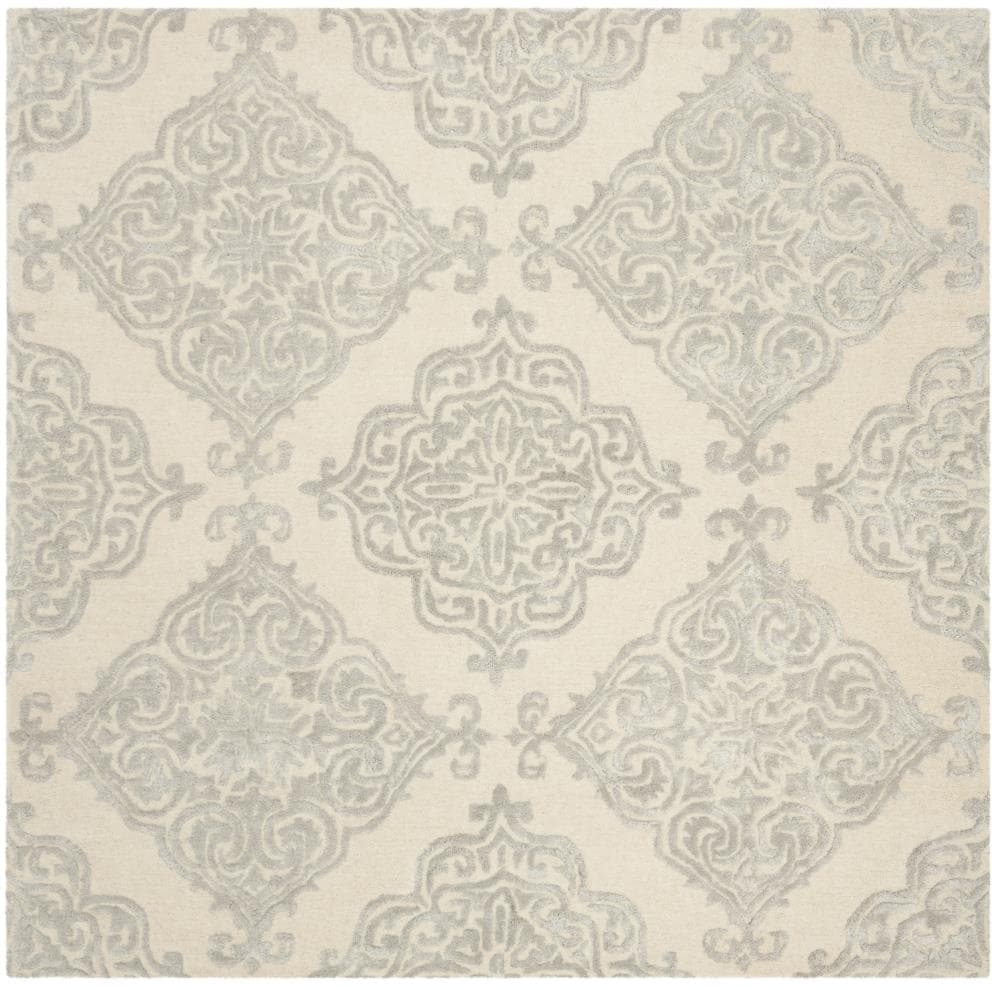 Safavieh GLM568C-6SQ Glamour Ada 6 x 6 (ft) Tufted Synthetic Ivory/Silver Square Indoor Trellis Area rug