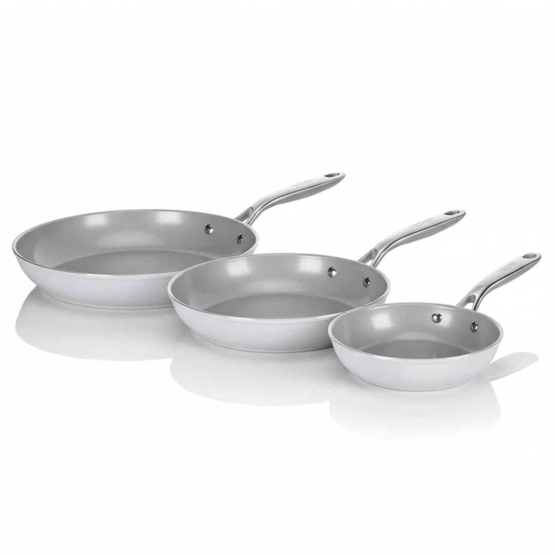 TeChef  - CeraTerra 3-Piece Ceramic Nonstick Frying Pan Set - 8/10/12-in Skillet Set