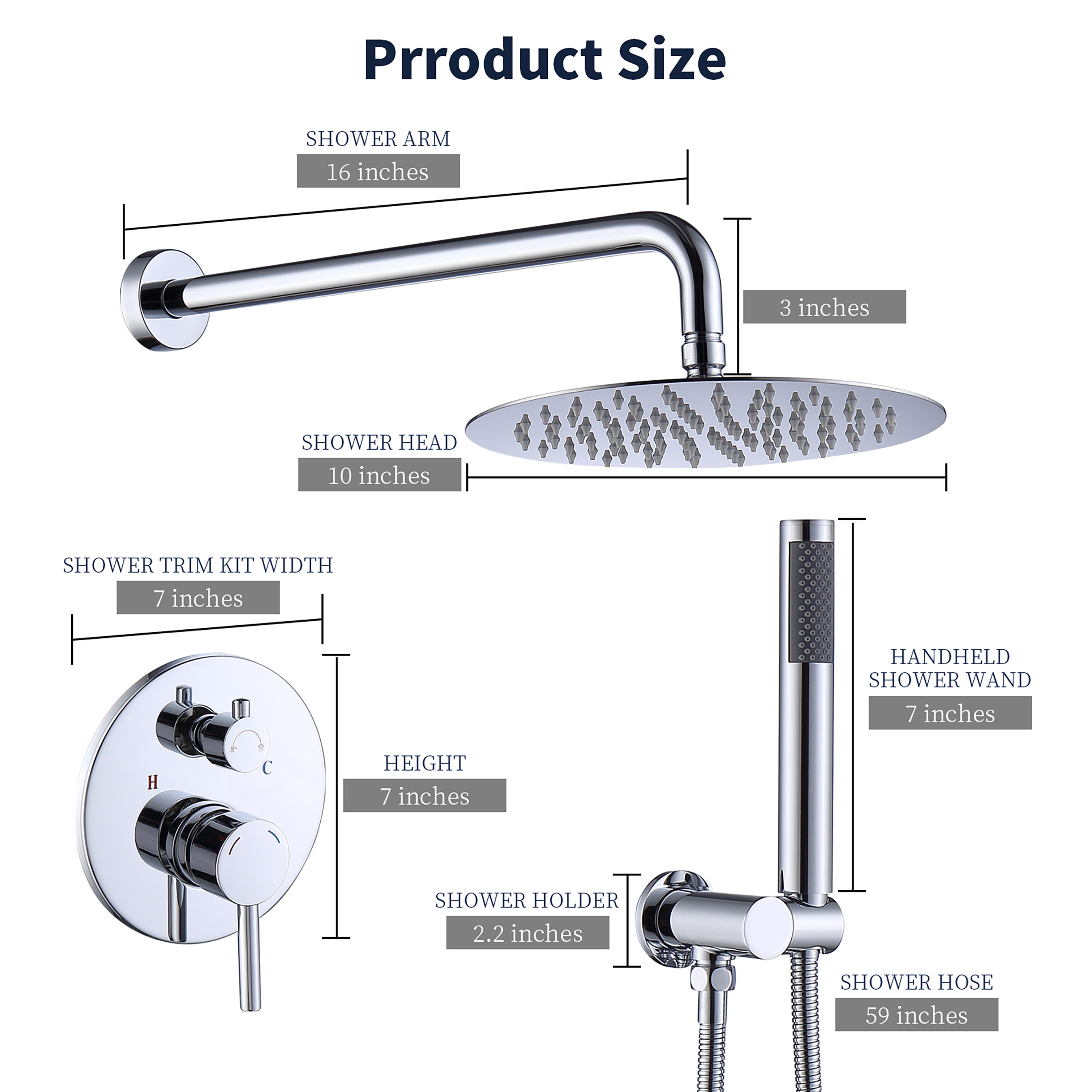 CASAINC HM-T206-RO-BN Showerhead-Bar-Panels - View #7