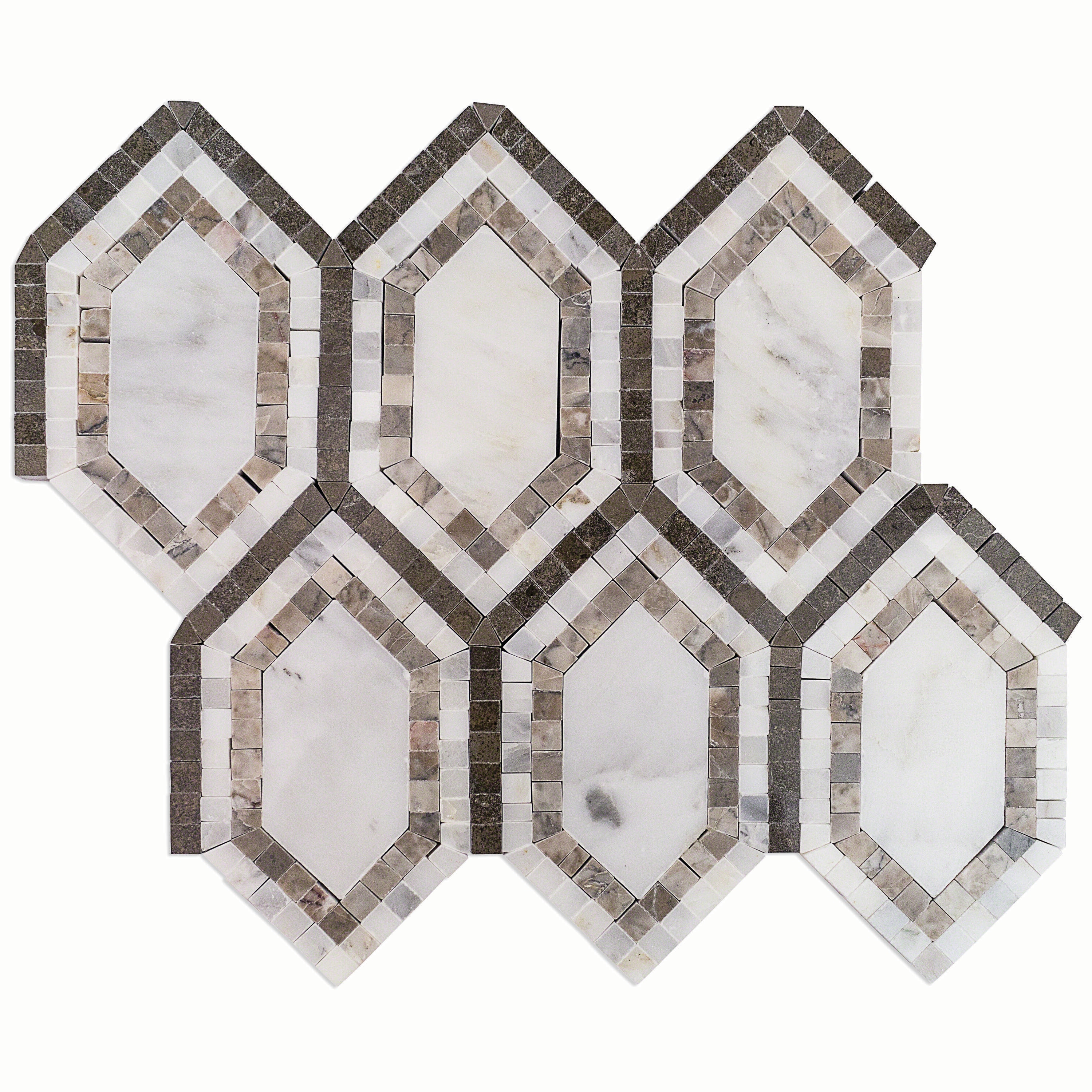 Artmore Tile EXT3RD103136 Sample- Finite Asian Statuary 4-in x 4-in Polished Marble Look Hexagon Floor and Wall Tile