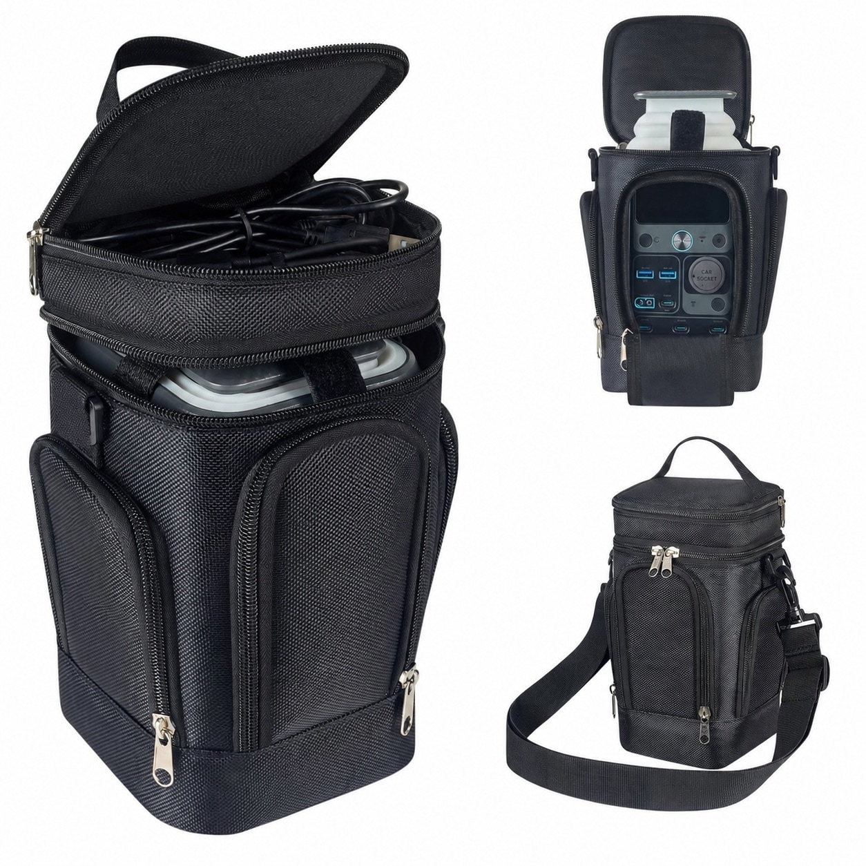 Anqtovp  Travel Bag Case Compatible with Portable Power Station Outdoor Use Large Accessory Pocket Shoulder Strap Padded Liner Non Slip Foot Pads