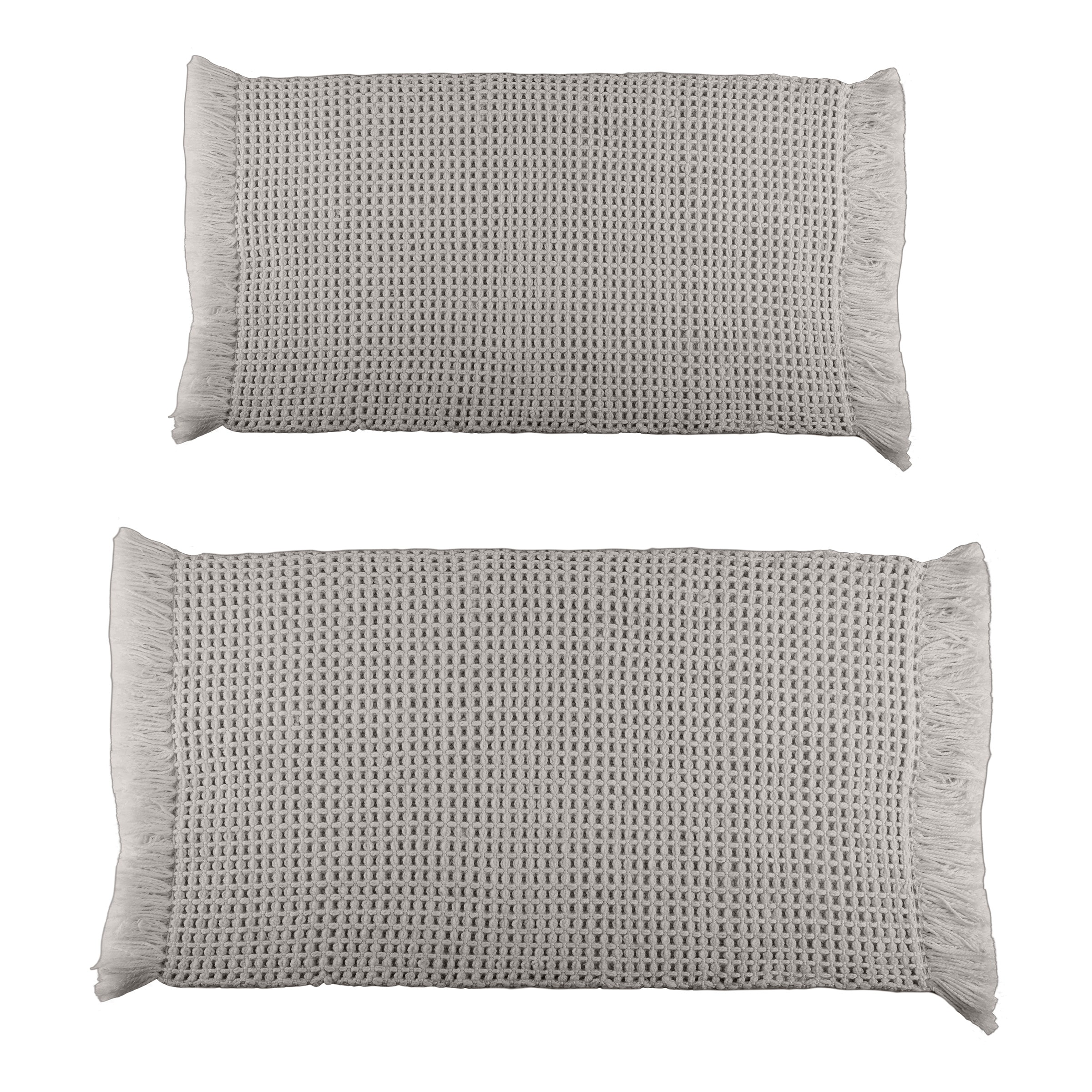 Lavish Home ST-BATH3-GRY 21-in x 34-in Gray Cotton Bath mat set
