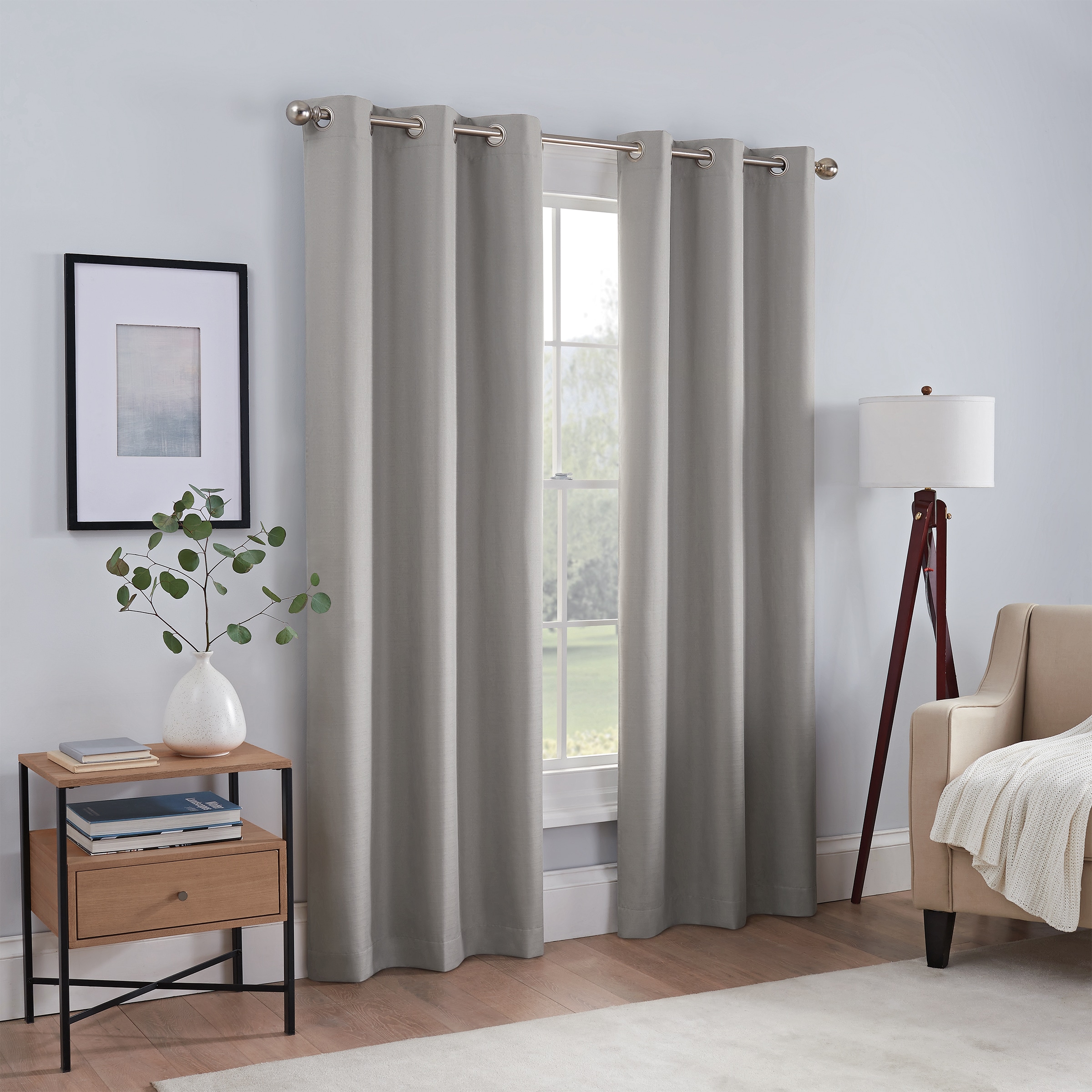 Eclipse 95-in Grey Blackout Standard Lined Grommet Single Curtain Panel ...