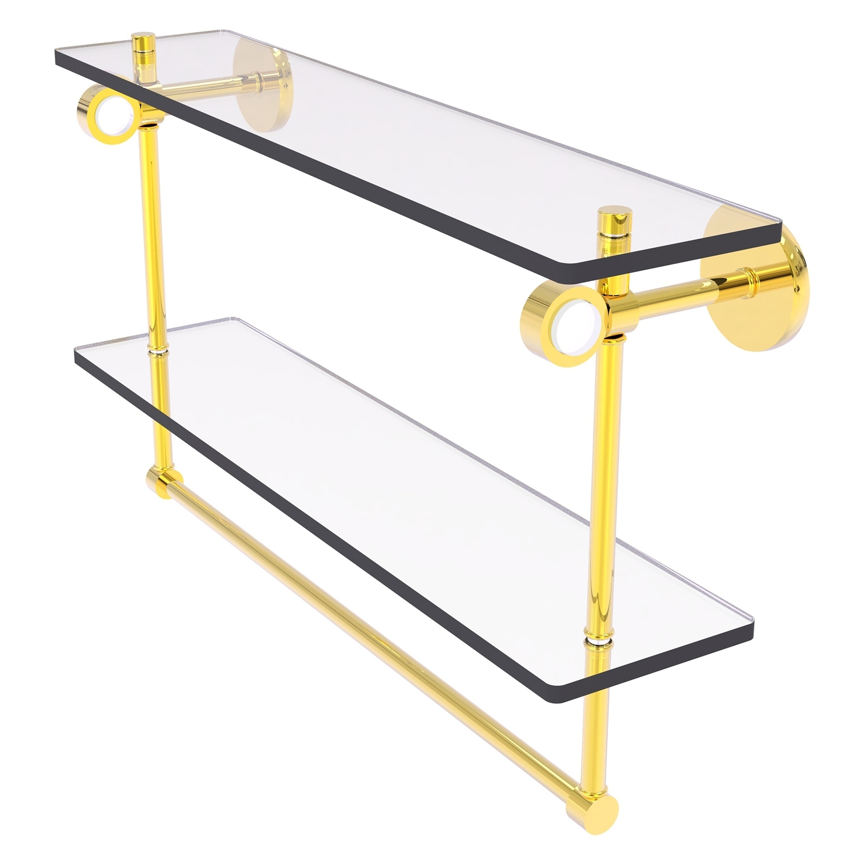 Allied Brass CV-2TB-22-PB Clearview Polished Brass 2 -Tier Wall mount Bathroom Shelf ( 22-in x 12.8-in x 5-in )
