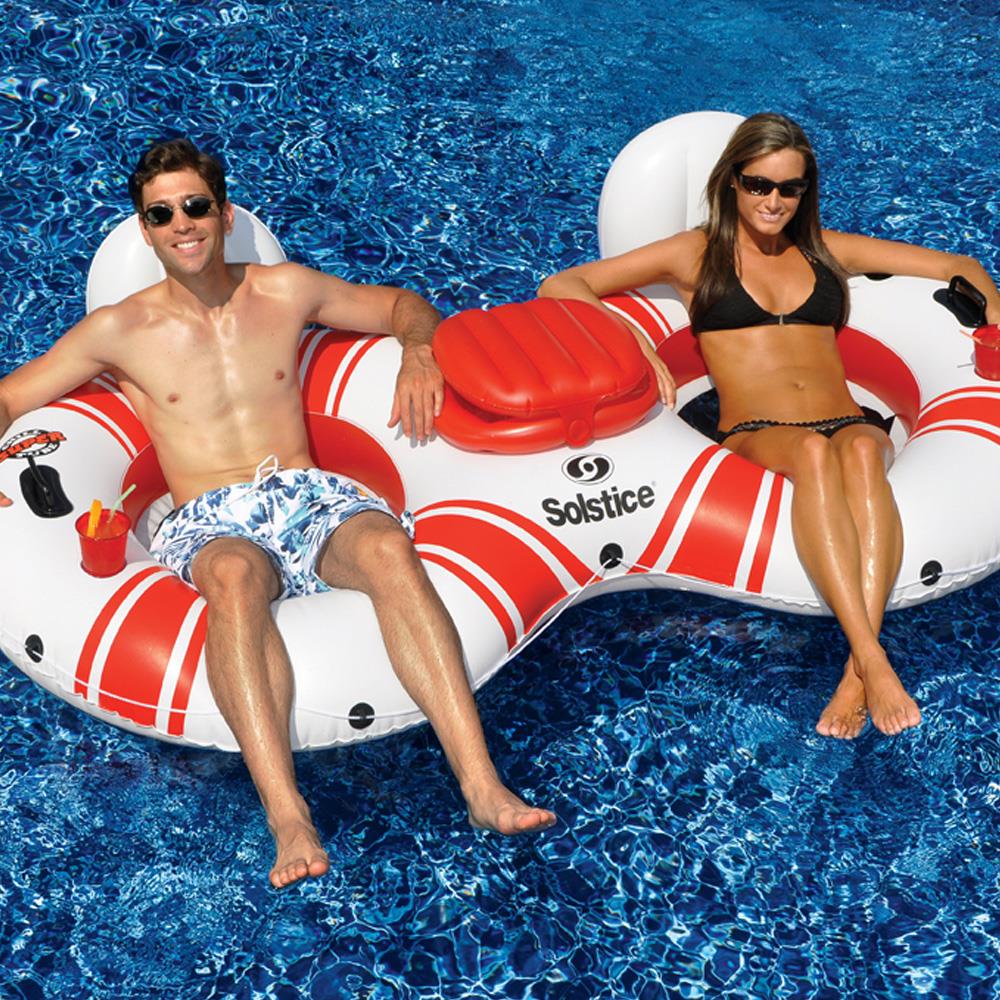 Solstice 72"L x 60"W Swimming Pool Lake Duo Love Seat Convertible 2 Person Float