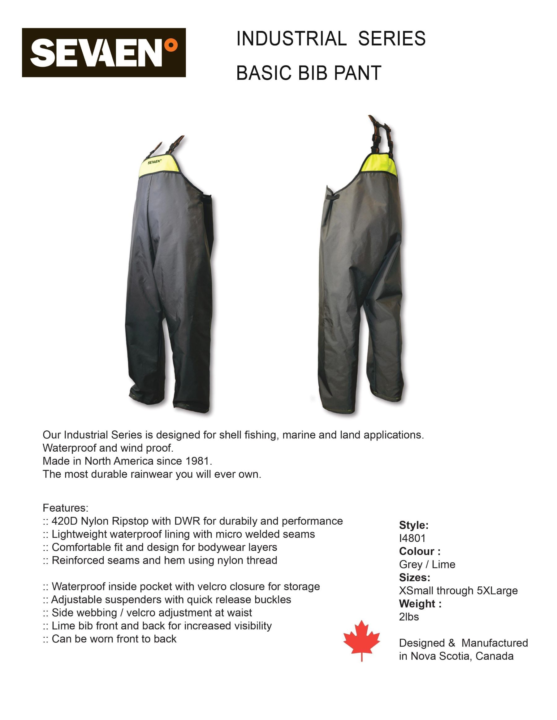 Sevaen Industrial unisex adult L/XL Bib Pants | I4801-XL