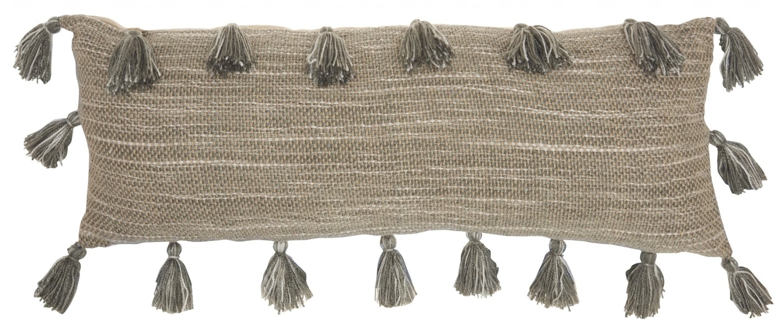 HomeRoots 4000386068 13-in x 33-in Gray Rectangular Indoor Decorative Pillow
