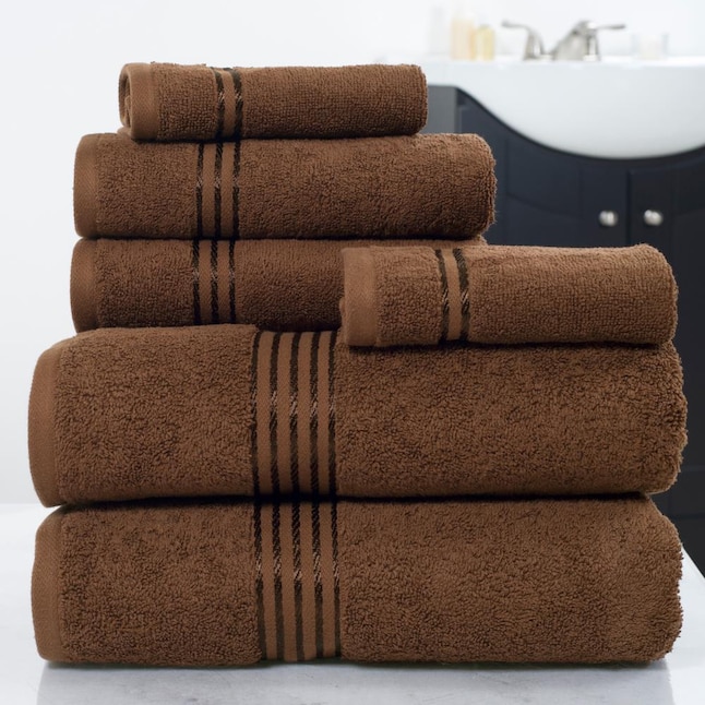 Hastings Home 6-Piece Chocolate Cotton Bath Towel Set (Bath Towels