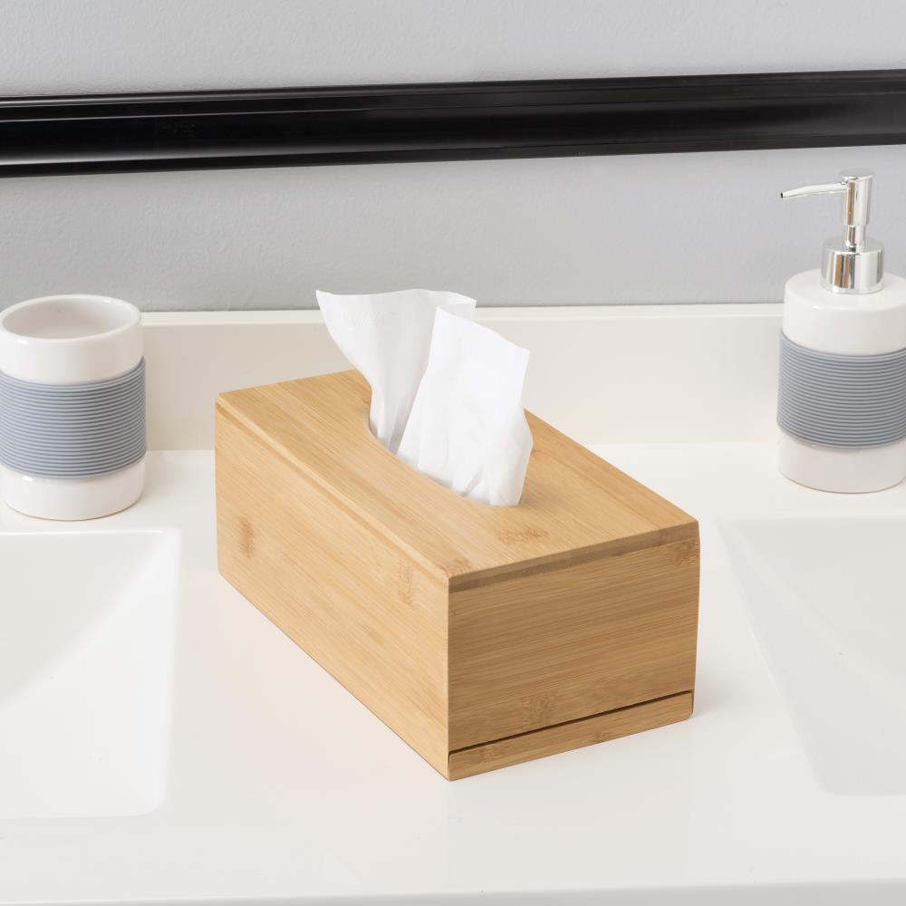 Home Basics Rectangle Bamboo Tissue Box Cover, Natural at Lowes.com