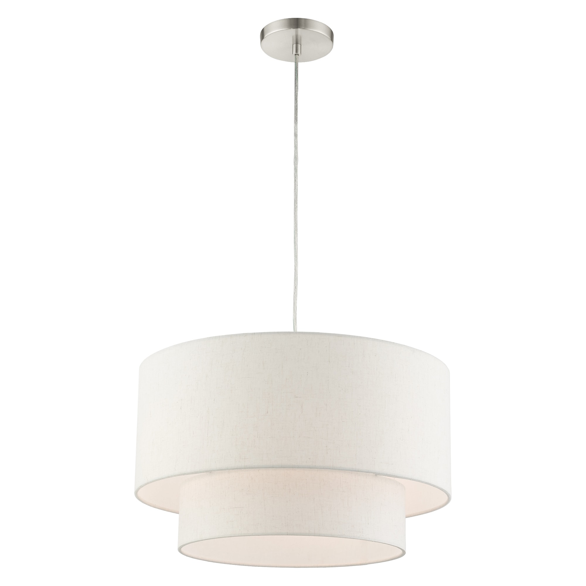 Contemporary Brushed Nickel 3-Light Indoor Drum Pendant