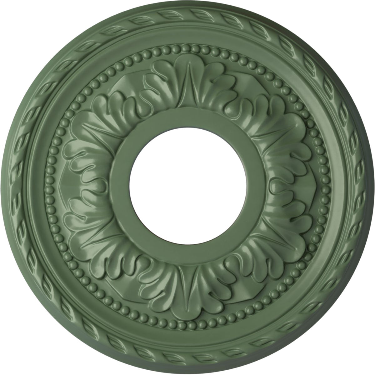 Ekena Millwork CM11PMAGF Palmetto 11.375-in W x 11.375-in L Painted Athenian Green Polyurethane Whole Ceiling Medallion