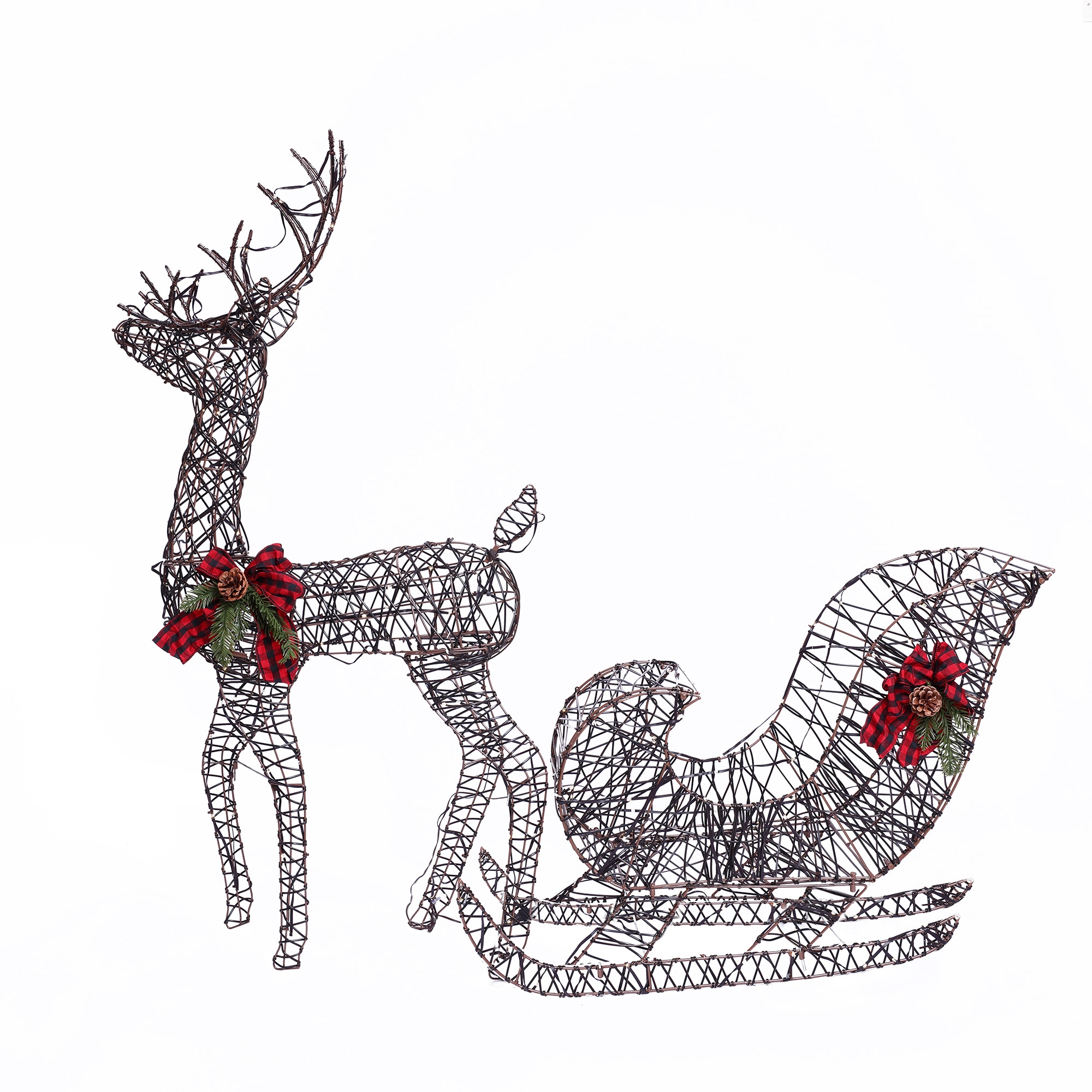 LuxenHome 55.12-in Reindeer Yard Decoration with White LED Lights