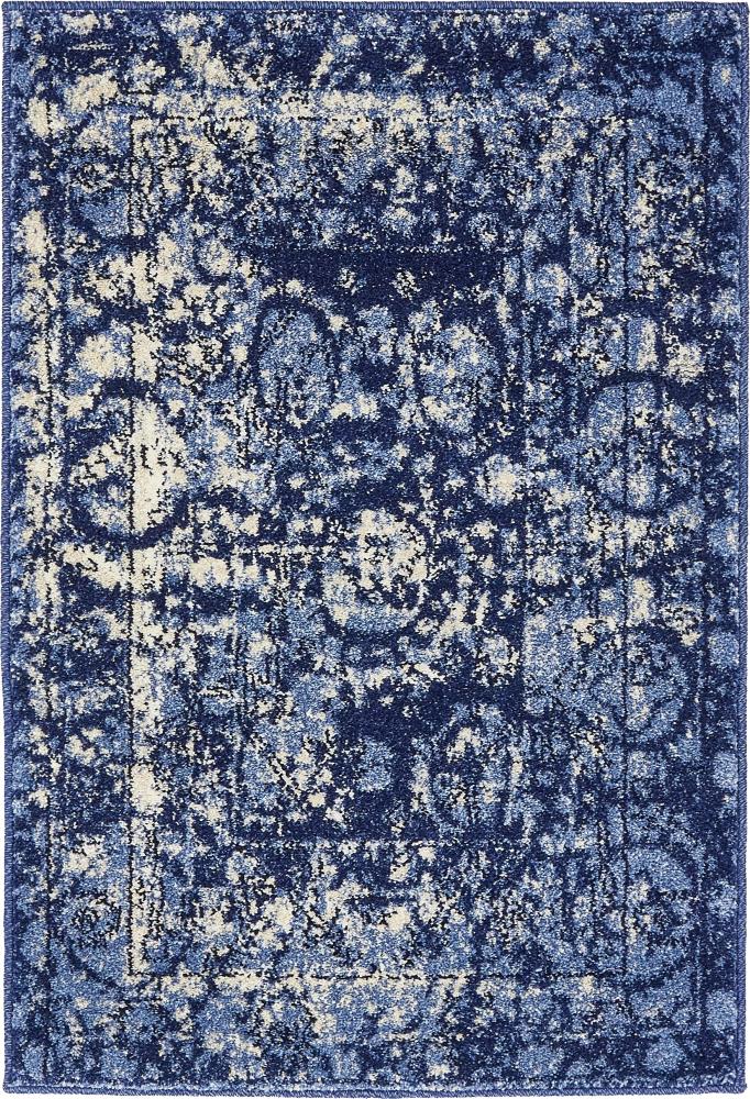 Unique Loom 3133448 Vintage La Jolla 2 x 3 (ft) Loomed Polypropylene Blue/Ivory Rectangular Indoor Border Vintage Area rug