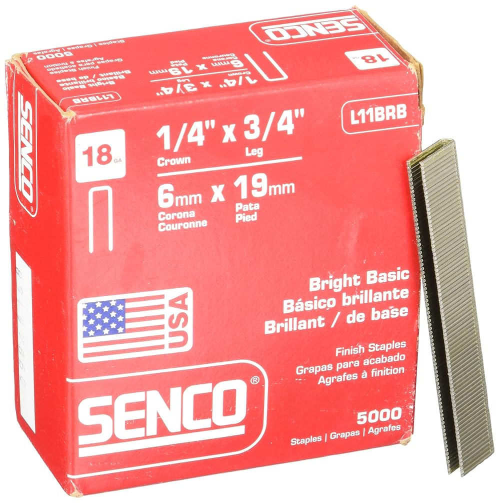 SENCO L11BRB L11BRB 18 Gauge Collated Staples - 1/4 Crown - 3/4 Leg - 5000 Count Box