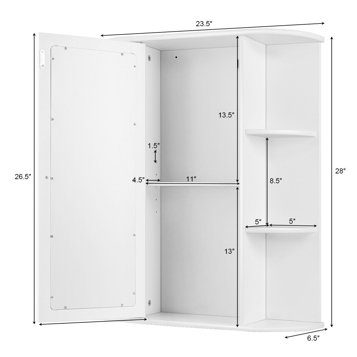 WELLFOR OUG58718WH Bathroom-Medicine-Cabinets - View #2
