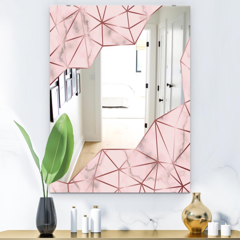 Designart MIR19788-30-40 29.5-in W x 29.5-in H Pink Polished Frameless Wall Mirror