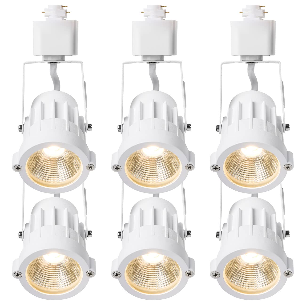 AOIZGMY  12W Dimmable LED Track Lighting Heads Halo Type H Track Fixtures 3000K Warm White 36 Degree Beam Angle Adjustable 6 Pack White