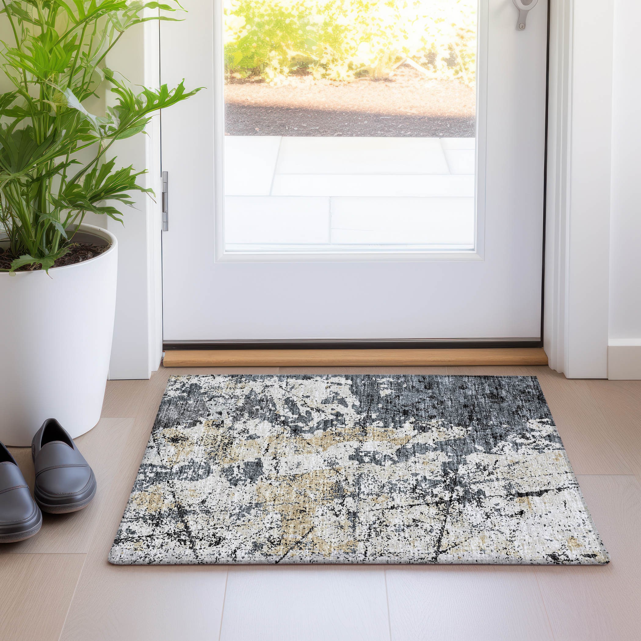 Addison Rugs AMF68BK20X30 Mayfield AMF68BK 2 x 3 (ft) Loomed Polyester Black Rectangular Indoor Abstract Machine washable Area rug