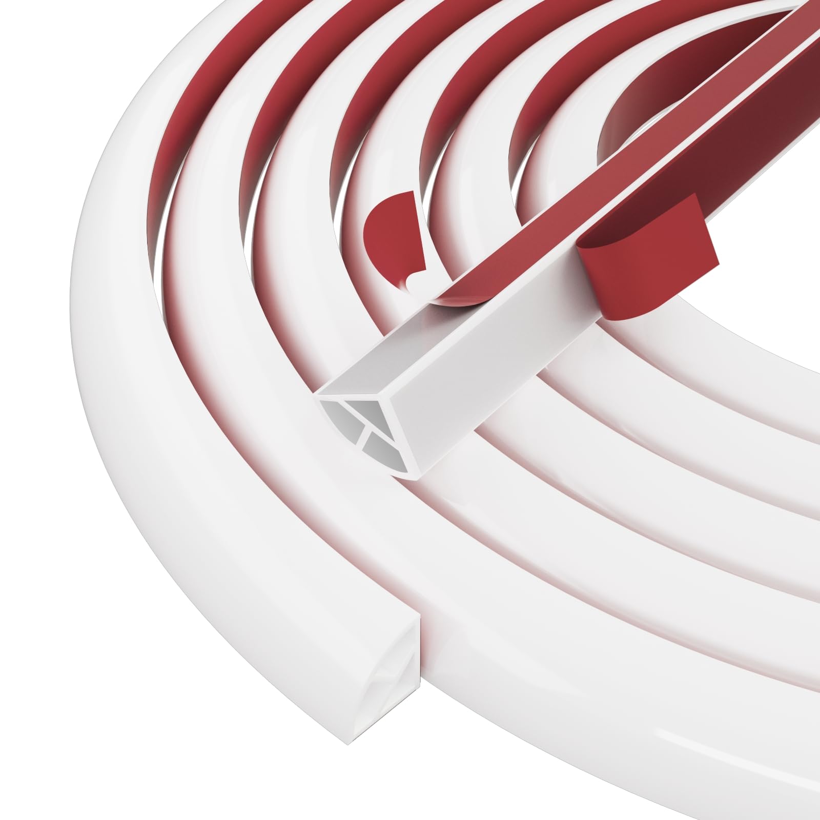 Aoibox  Flexible Quarter Round Molding 118 in L x 0 6 in W x 0 6 in H Peel and Stick Silicone Rubber Trim White