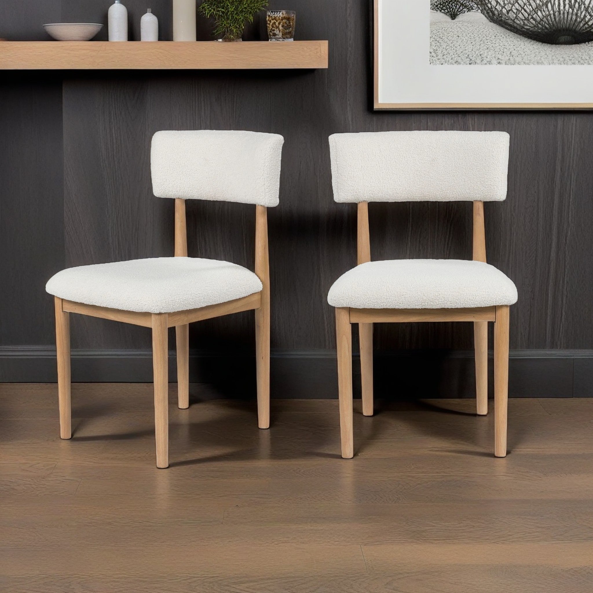 Roundhill Furniture C069NA Set of 2 Ellis Contemporary/Modern Boucle Upholstered Dining Side Chair (Wood Frame)
