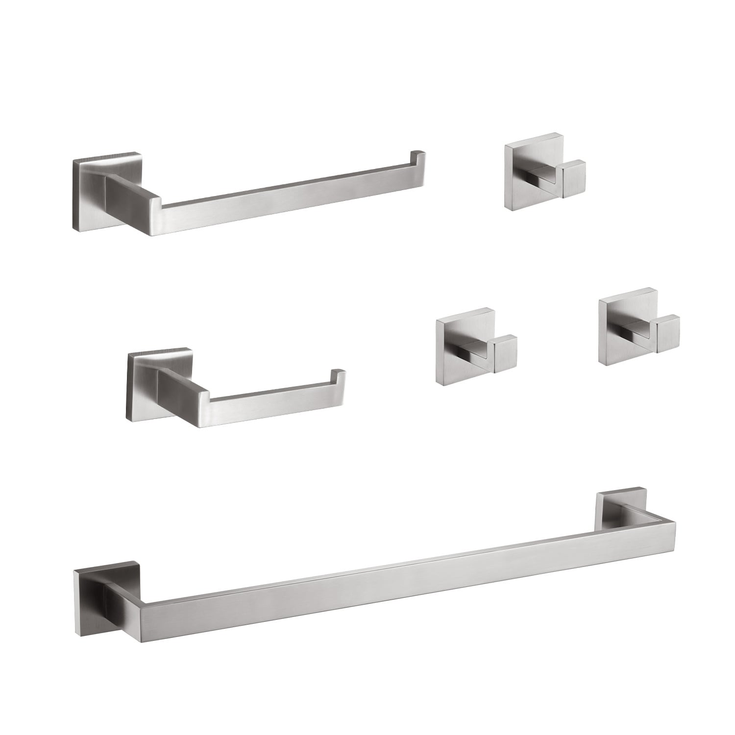 Boyel Living - 6-Piece Stainless Steel Bathroom Hardware Set in Brushed Nickel