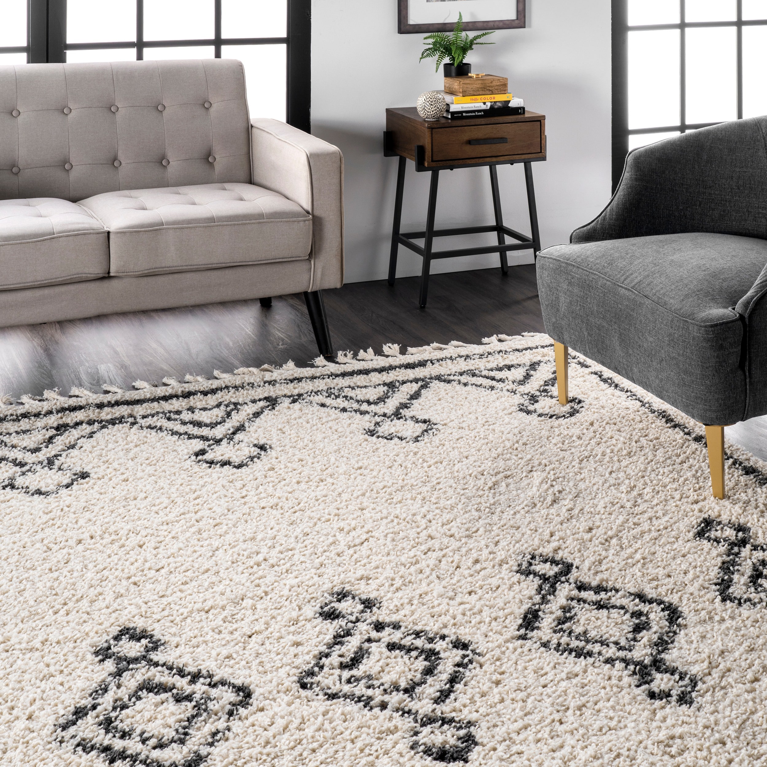 Taos Charcoal Black Indoor/Outdoor Rug Swatch 12x18