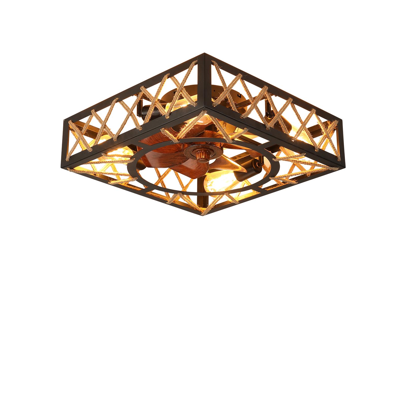 Bayfeve BFLCM-3798-CF Adjustable Speed 18-in Outdoor Flush Mount Black with ABS Blades Cage Ceiling Fan With Light and Remote ( 7 -Blade )