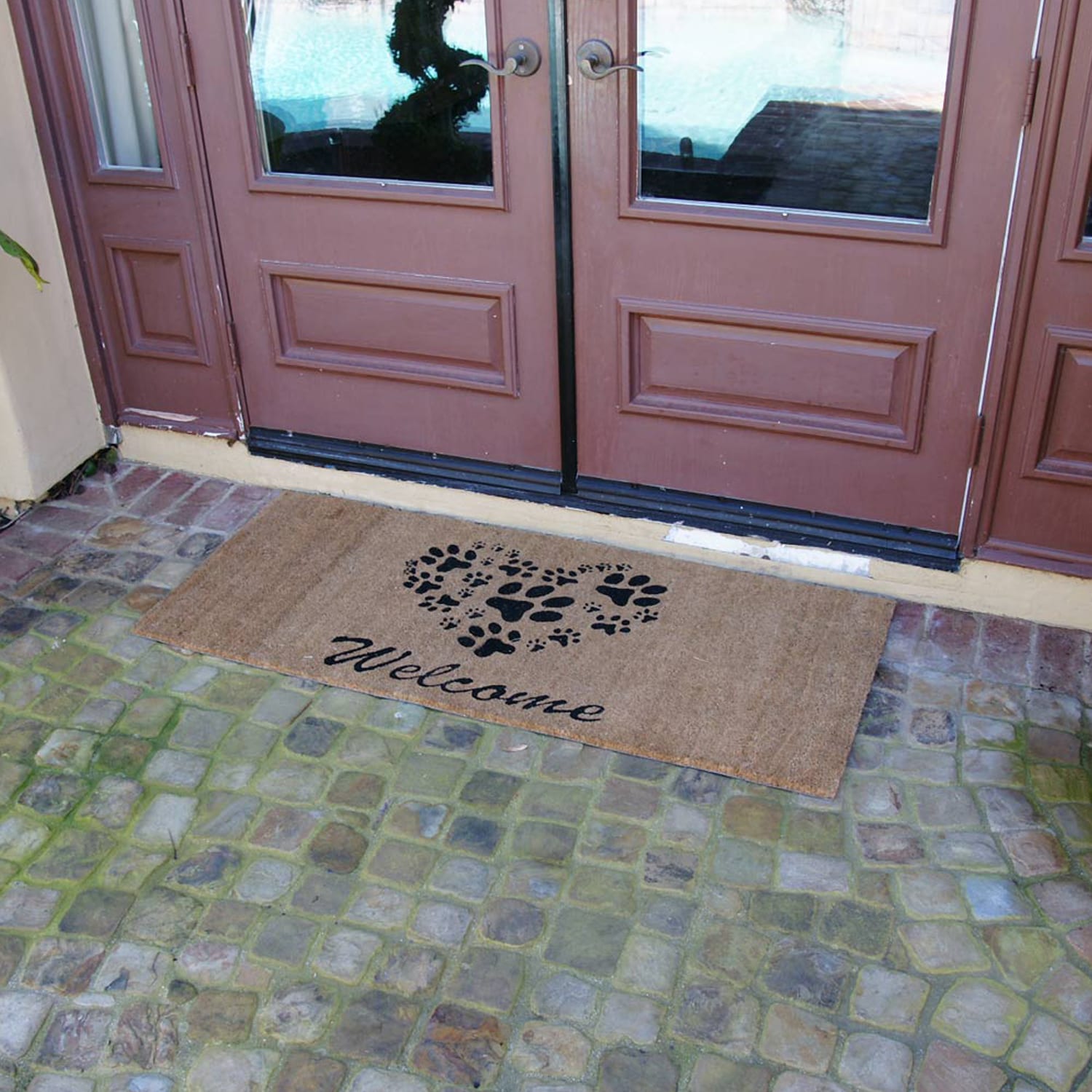 Rubber-Cal 2-ft x 3-ft Brown Rectangular Indoor or Outdoor Welcome Door Mat  in the Mats department at