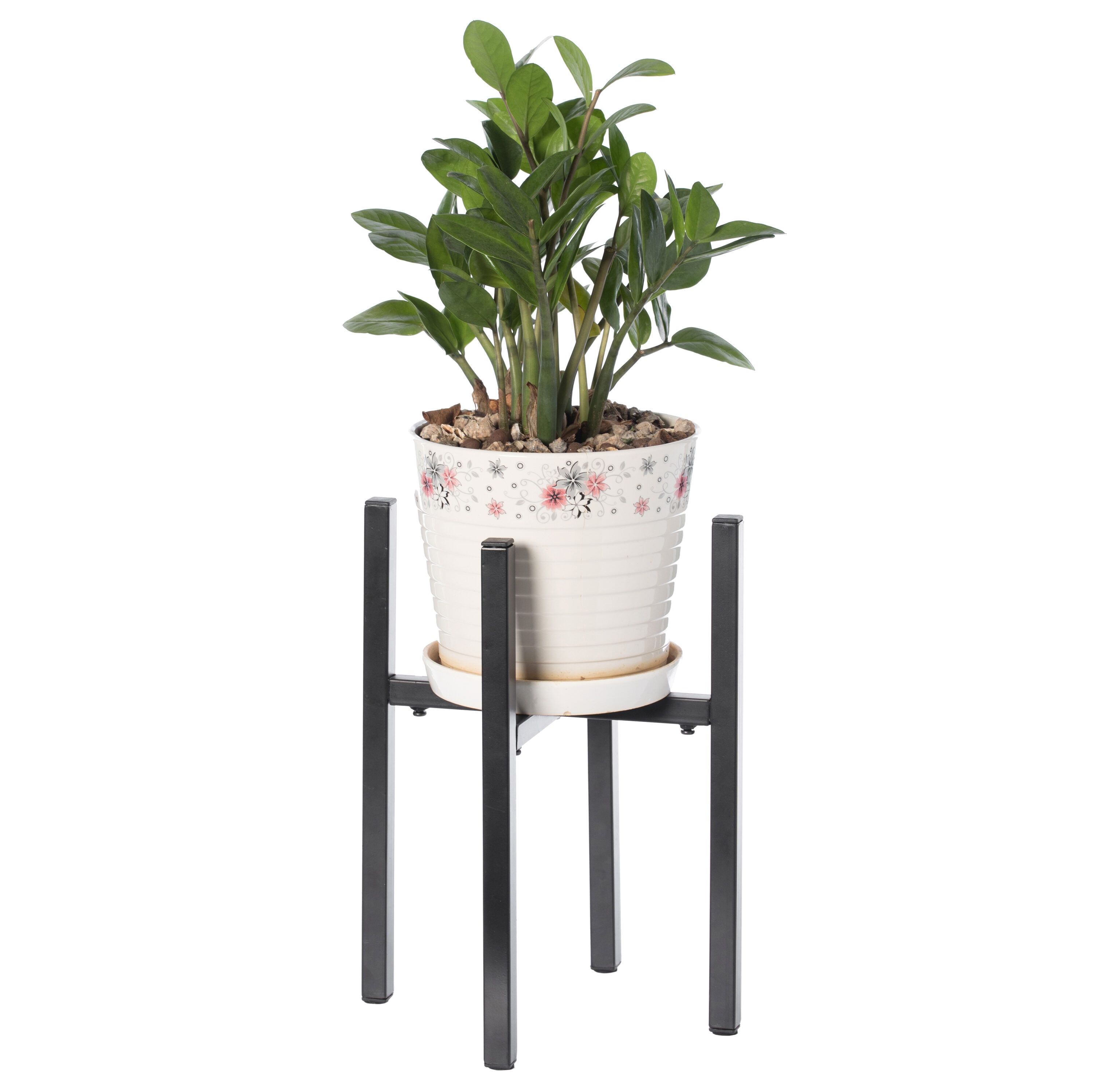 Gardenised QI003984 Square 11.0-in W x 15-in H x 11-in D Black Metal Indoor/Outdoor Planter Stand Included