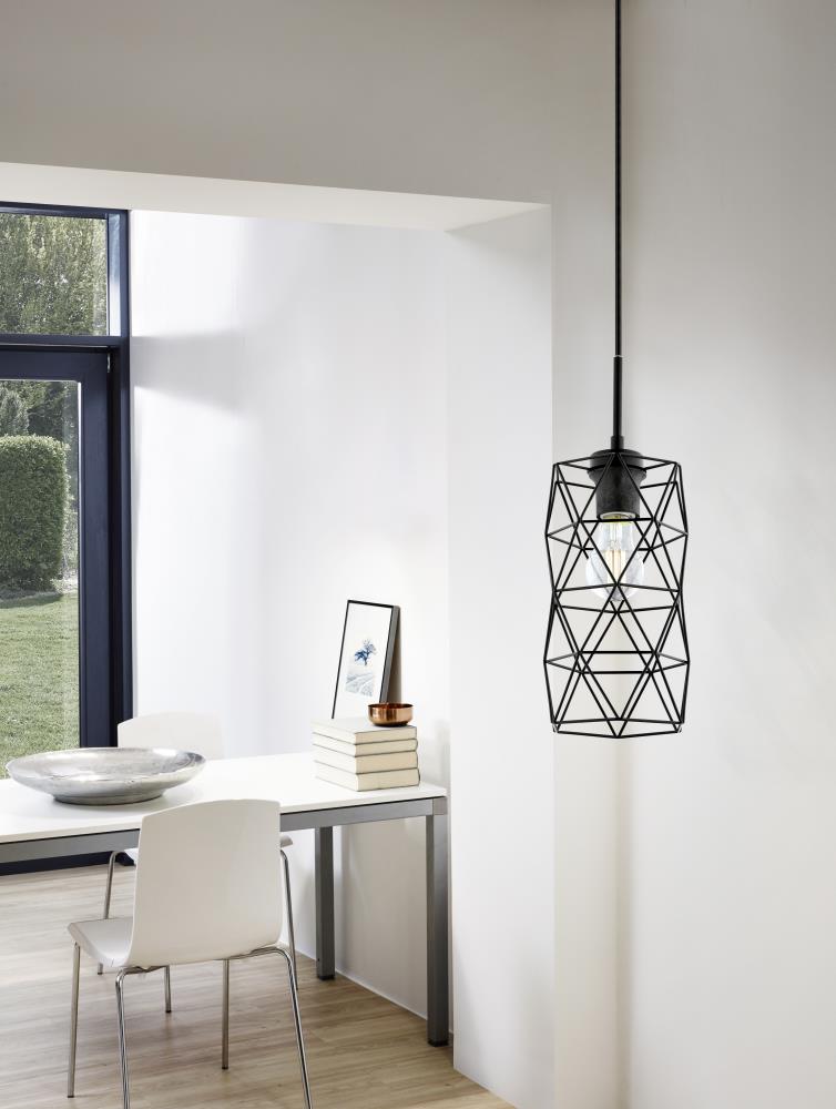 EGLO Estevau 2 Matte Black Modern/Contemporary Cylinder Mini Hanging ...