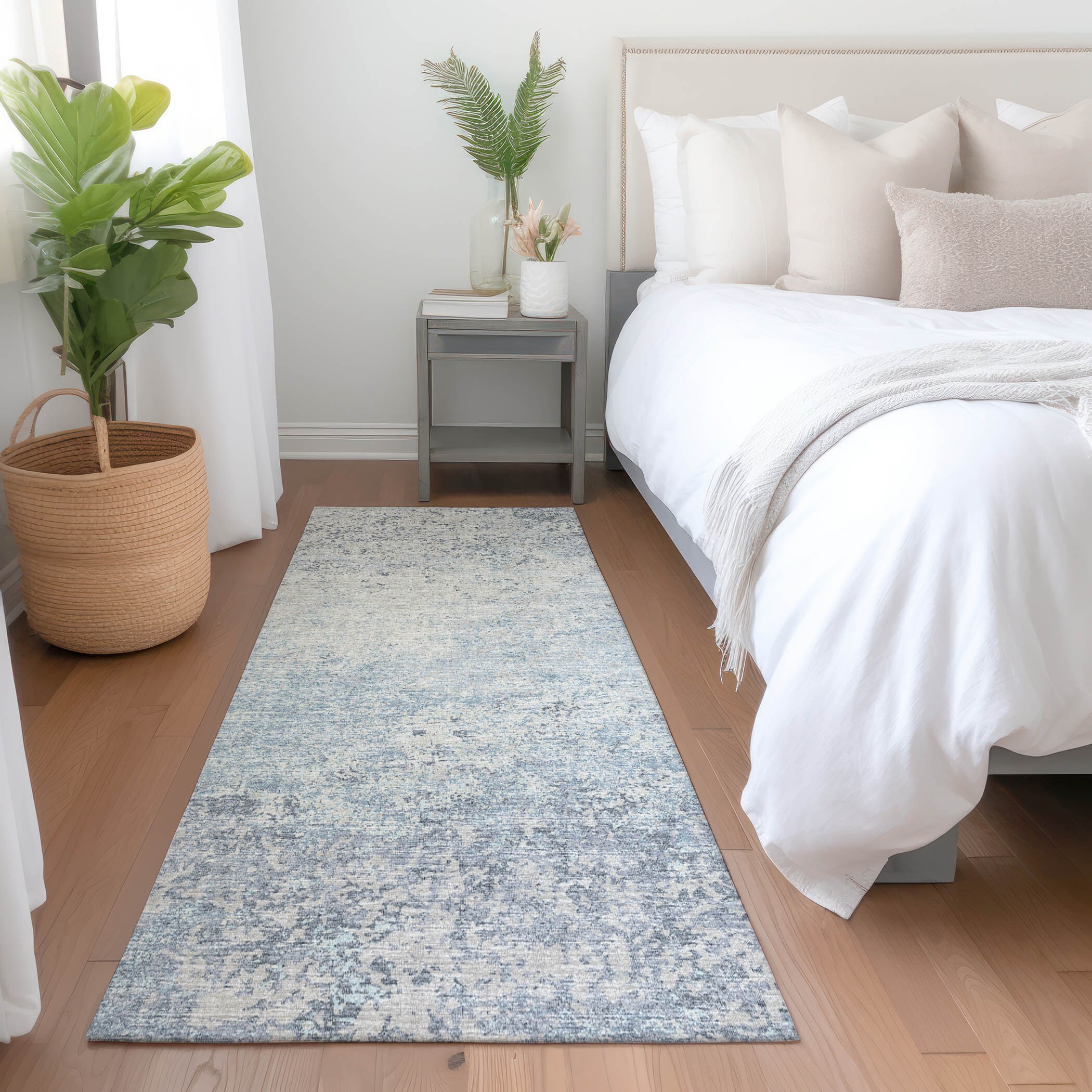 Addison Rugs AMF36BL2X8 Mayfield AMF36BL 2 x 7 (ft) Loomed Polyester Blue Rectangular Indoor Abstract Machine washable Runner rug