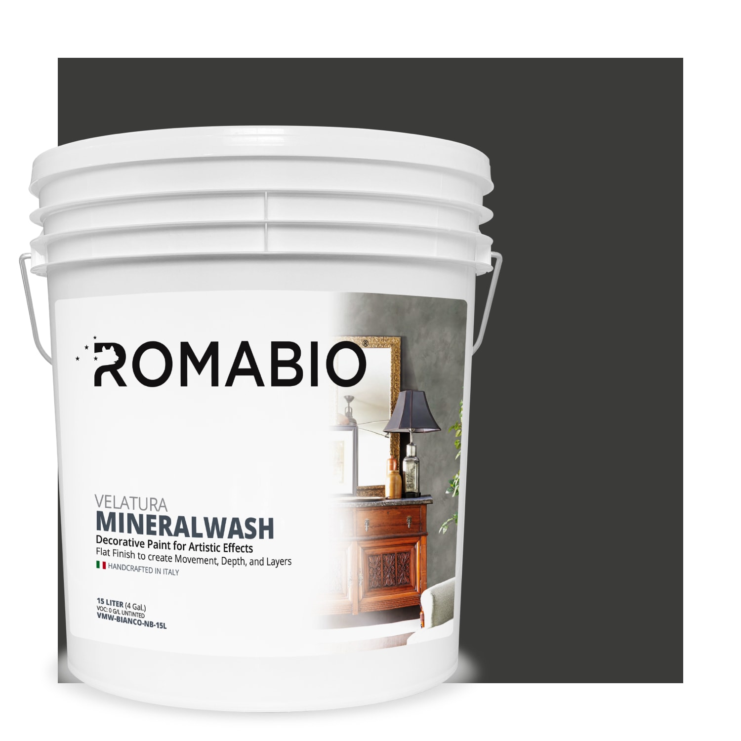 ROMABIO VMW-CLTSTN-NB-15L Flat Celtic Stone Lime Interior Paint Paint + Primer ( 4-gallon )