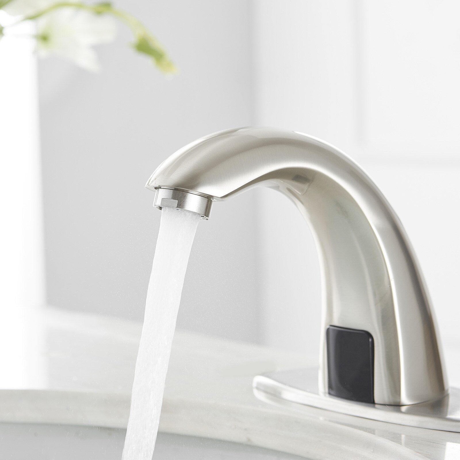 BWE Brushed Nickel Single Hole Touchless Bathroom Sink Faucet with