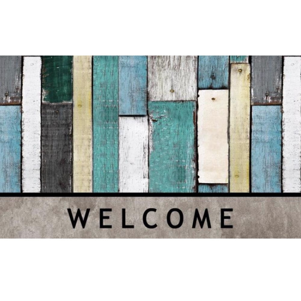Sports Licensing Solutions  Multicolored Wood Plank Rubber Nonslip Outdoor Door Mat 30 x 18 in